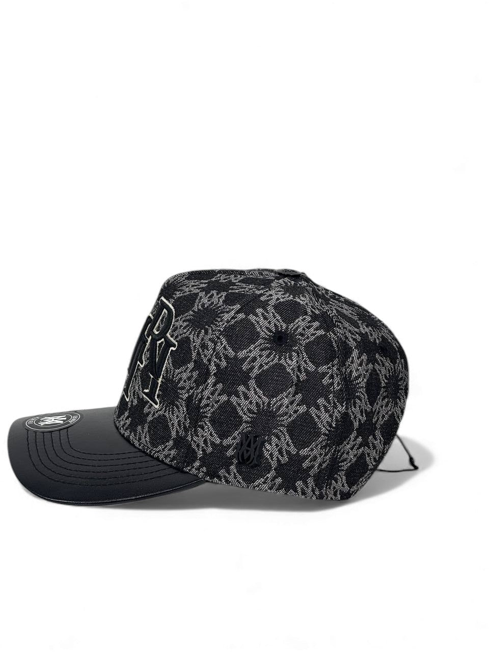 Amiri Monogram Luxury Cap β Black Edition π§’β« (Oversized Embroidered Logo & Leather Brim)