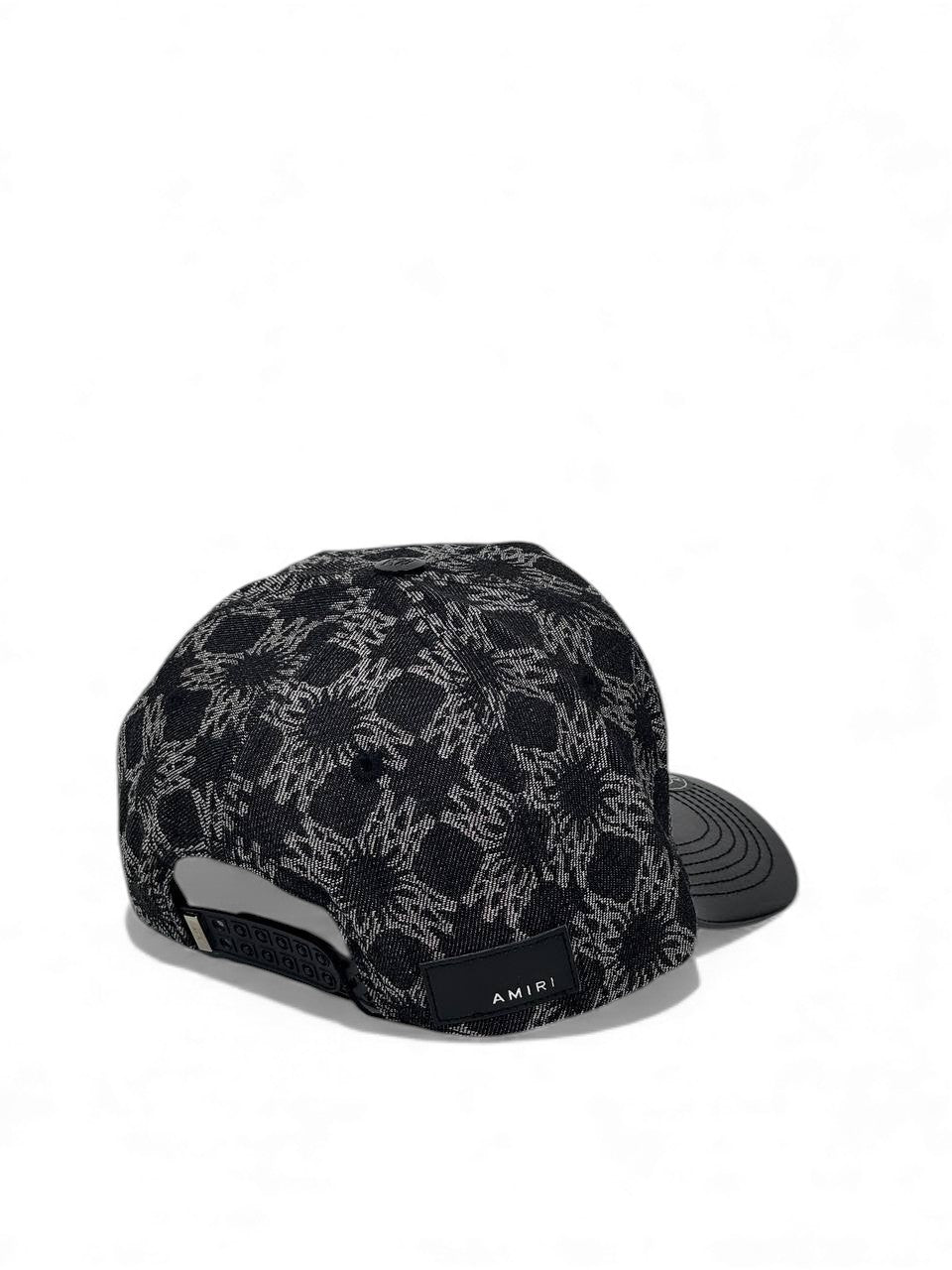 Amiri Monogram Luxury Cap β Black Edition π§’β« (Oversized Embroidered Logo & Leather Brim)