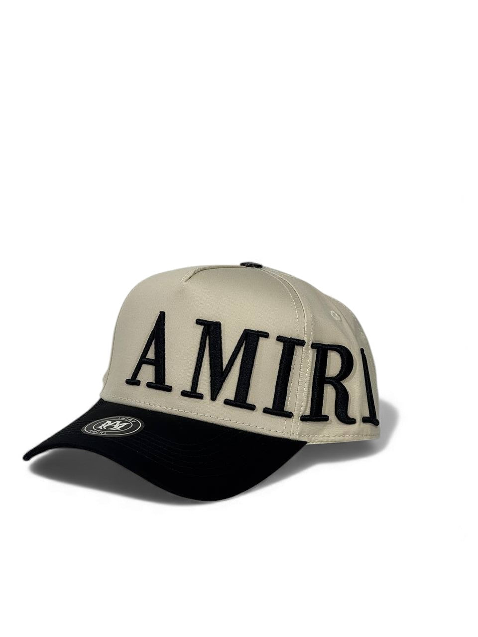Amiri Oversized Embroidered Cap β Beige & Black Edition π§’π€ (Premium Unisex Streetwear)