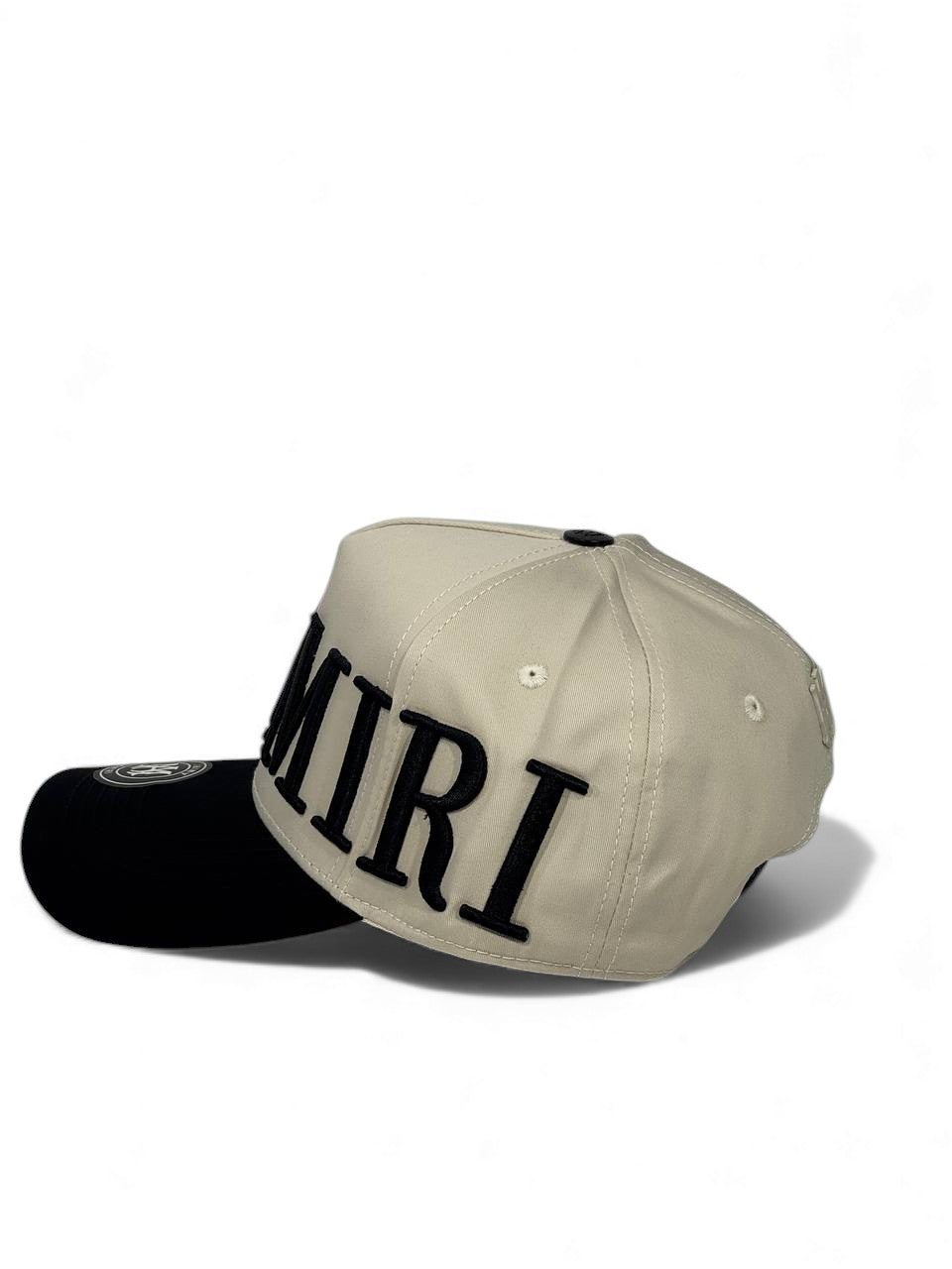 Amiri Oversized Embroidered Cap β Beige & Black Edition π§’π€ (Premium Unisex Streetwear)