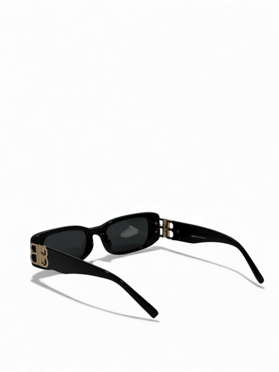 Balenciaga Rectangle Black Sunglasses β Gold Iconic BB Temple π€β¨