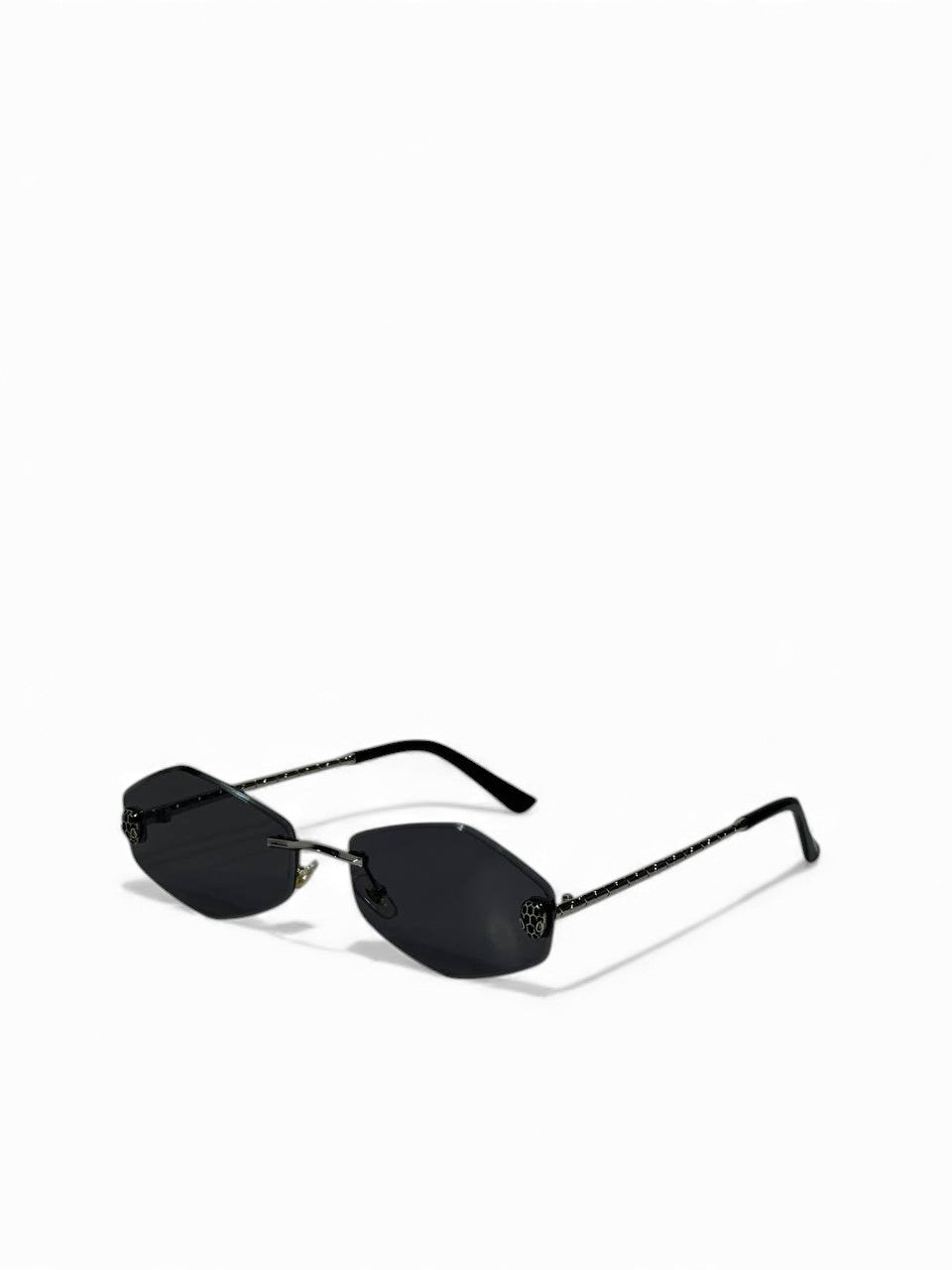 💎 BVLGARI Black Hexagon Rimless Luxury Sunglasses