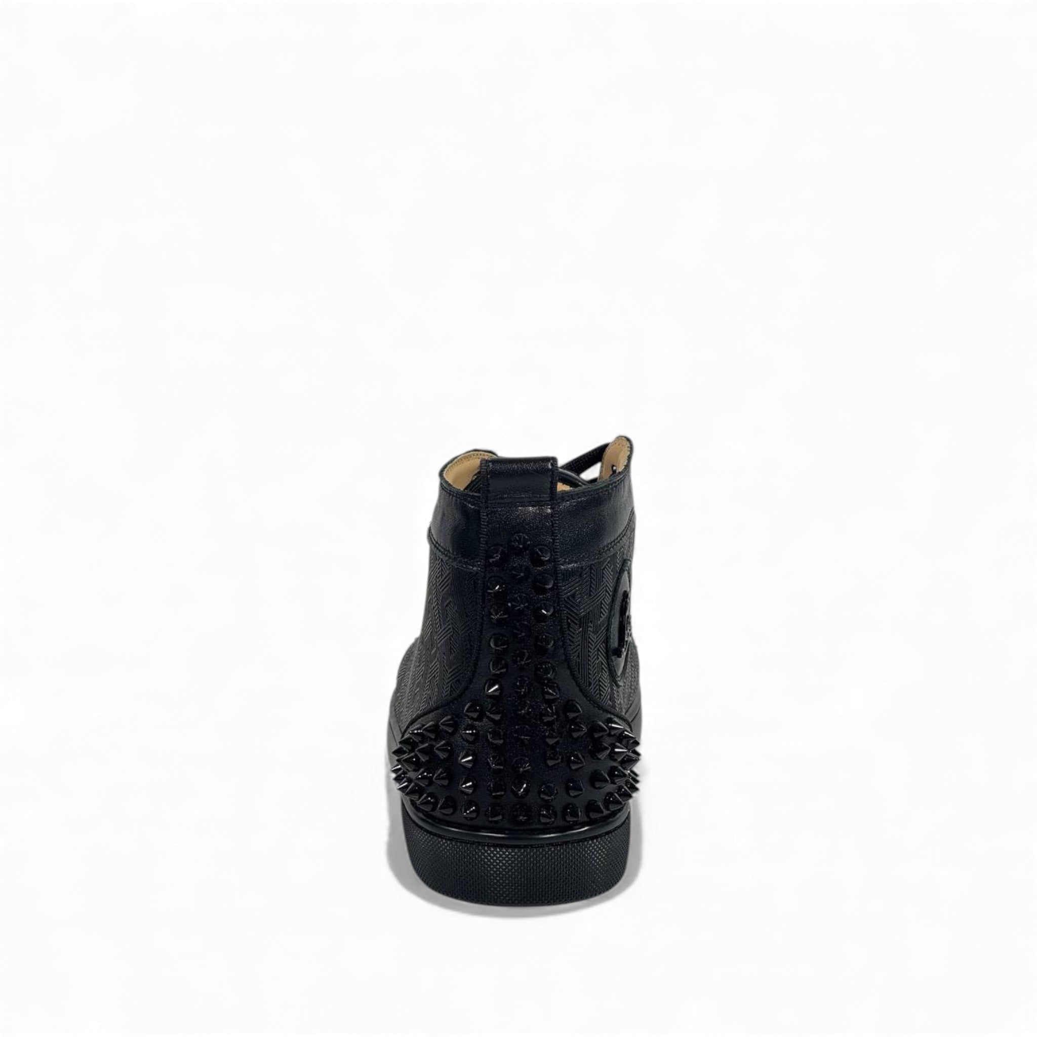 🔥 Christian Louboutin Spiked Black High-Top Sneakers – Red Sole Edition