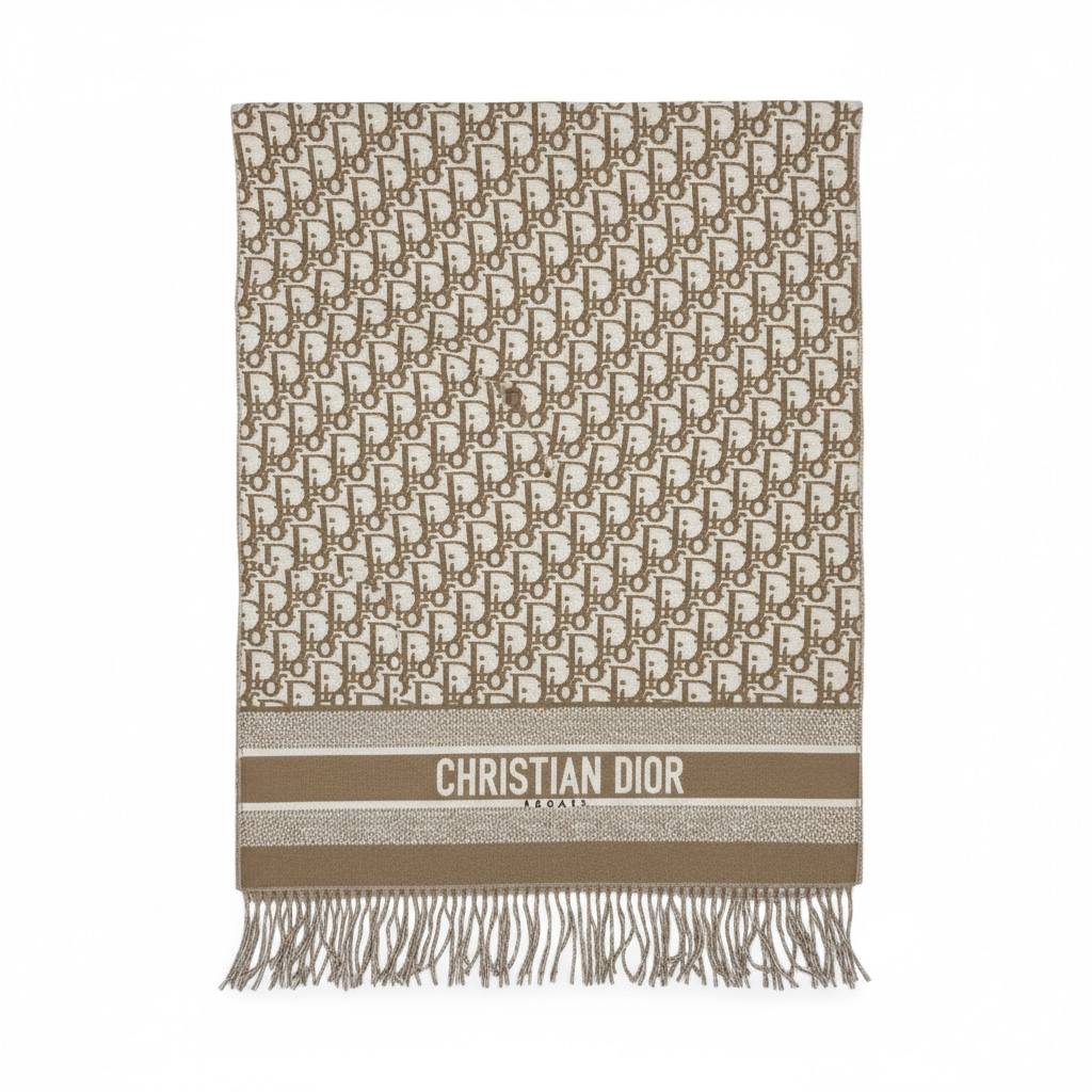 Christian Dior-Inspired Oblique Fringe Scarf β Beige Monogram Luxury Edition π€β¨