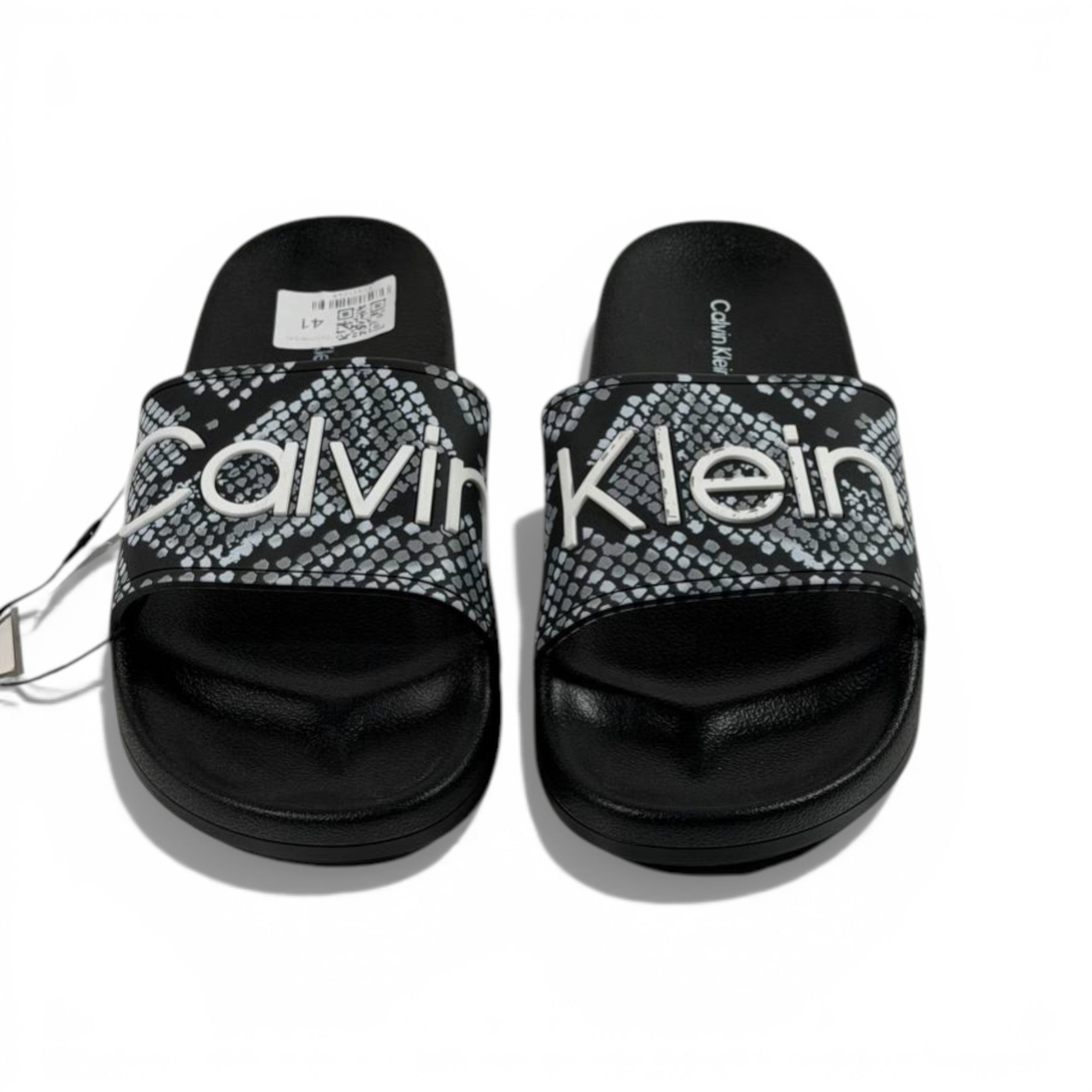 🐍 Calvin Klein Python Slides – Black Statement Edition 🖤✨