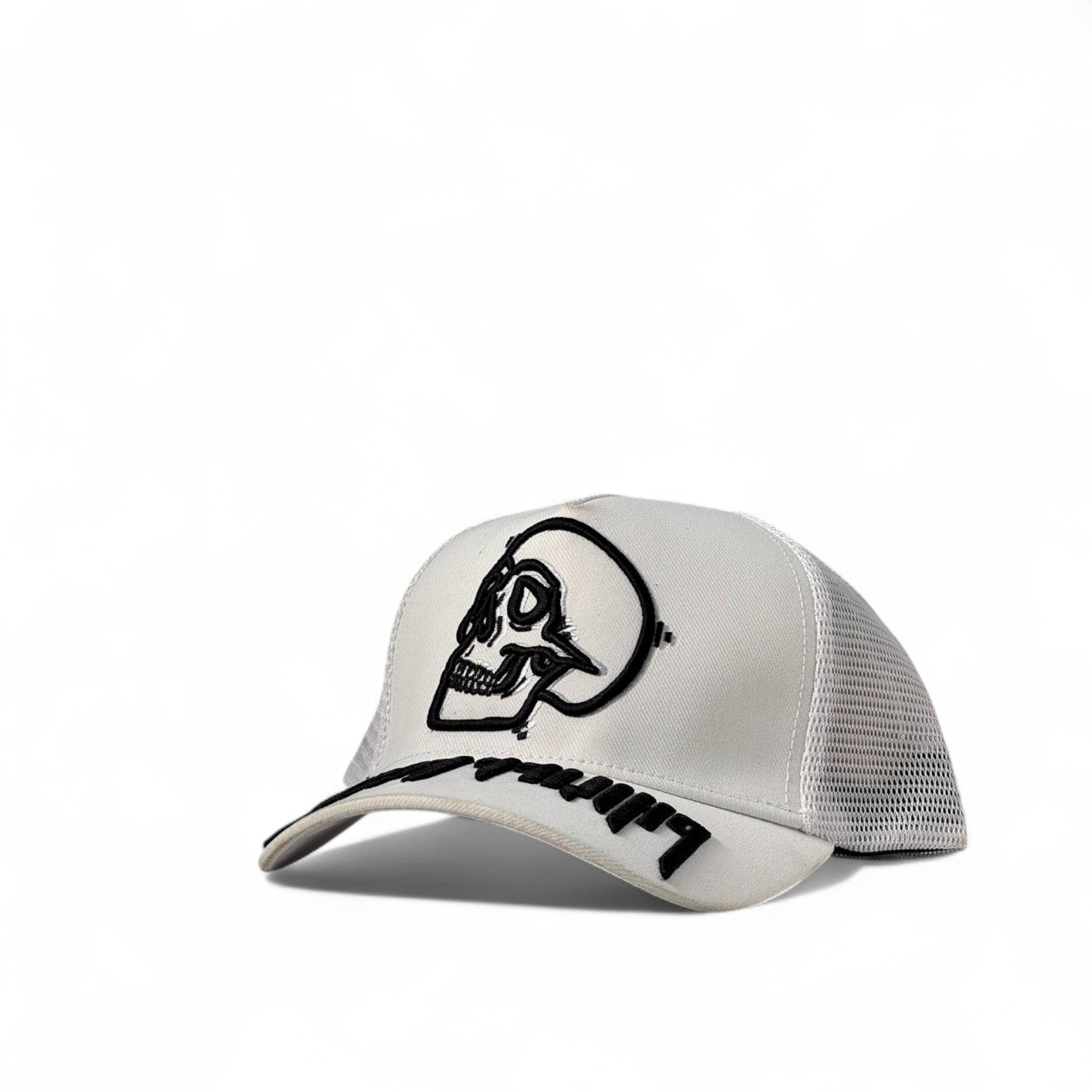 Philipp Plein Mesh Skull Cap π§ π | White Trucker with Bold Black Edge