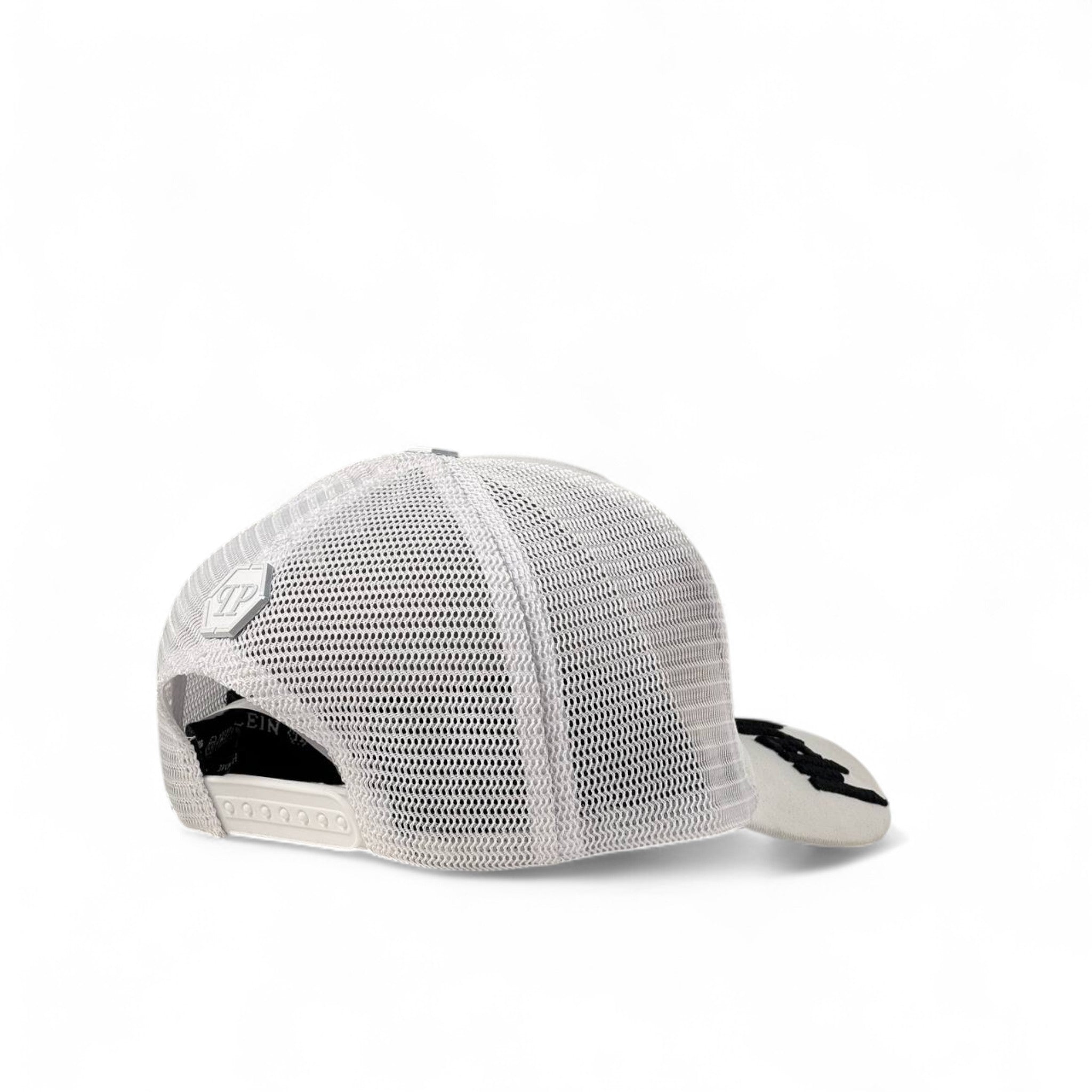Philipp Plein Mesh Skull Cap π§ π | White Trucker with Bold Black Edge