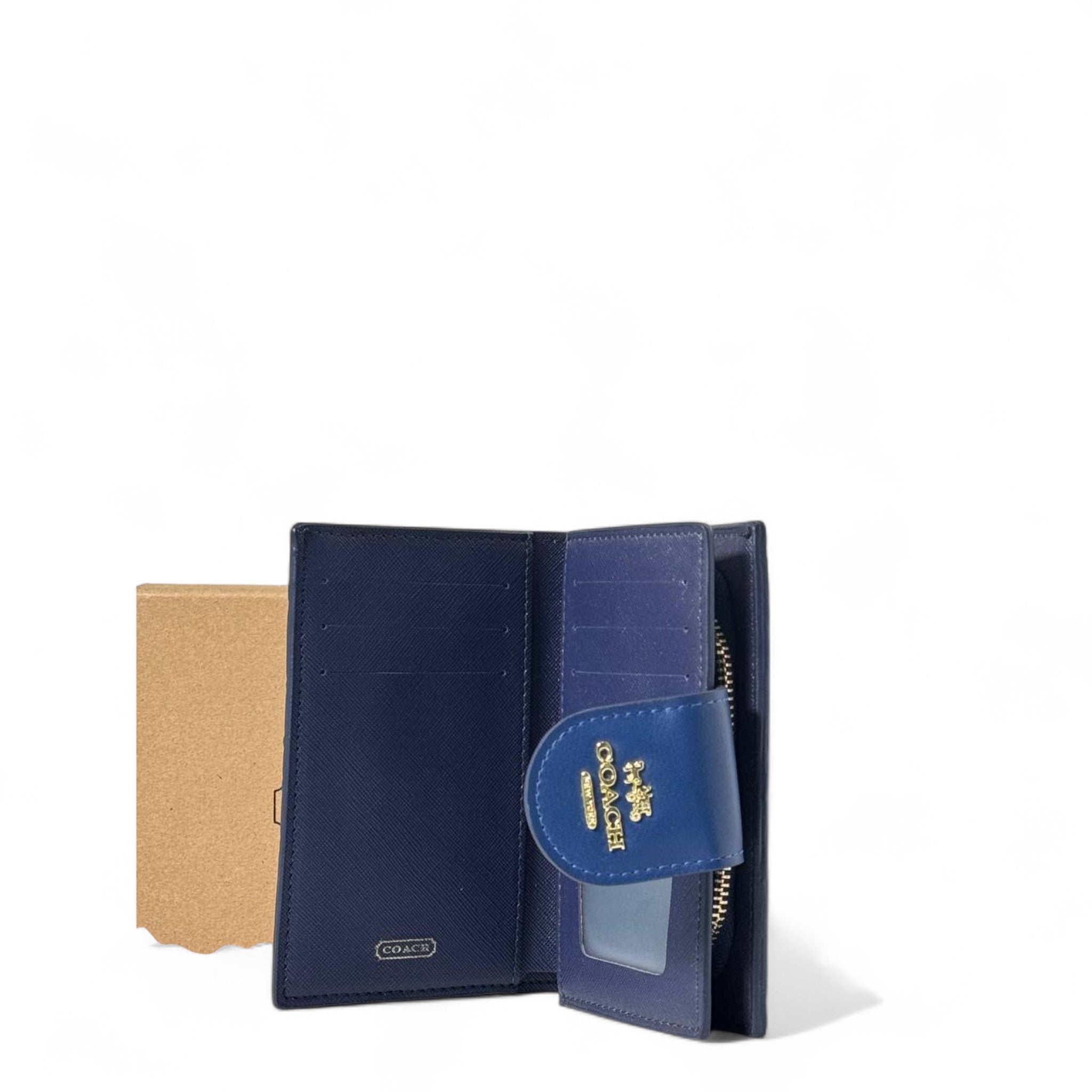 Coach Signature Embossed Leather Wallet β Navy Elegance π