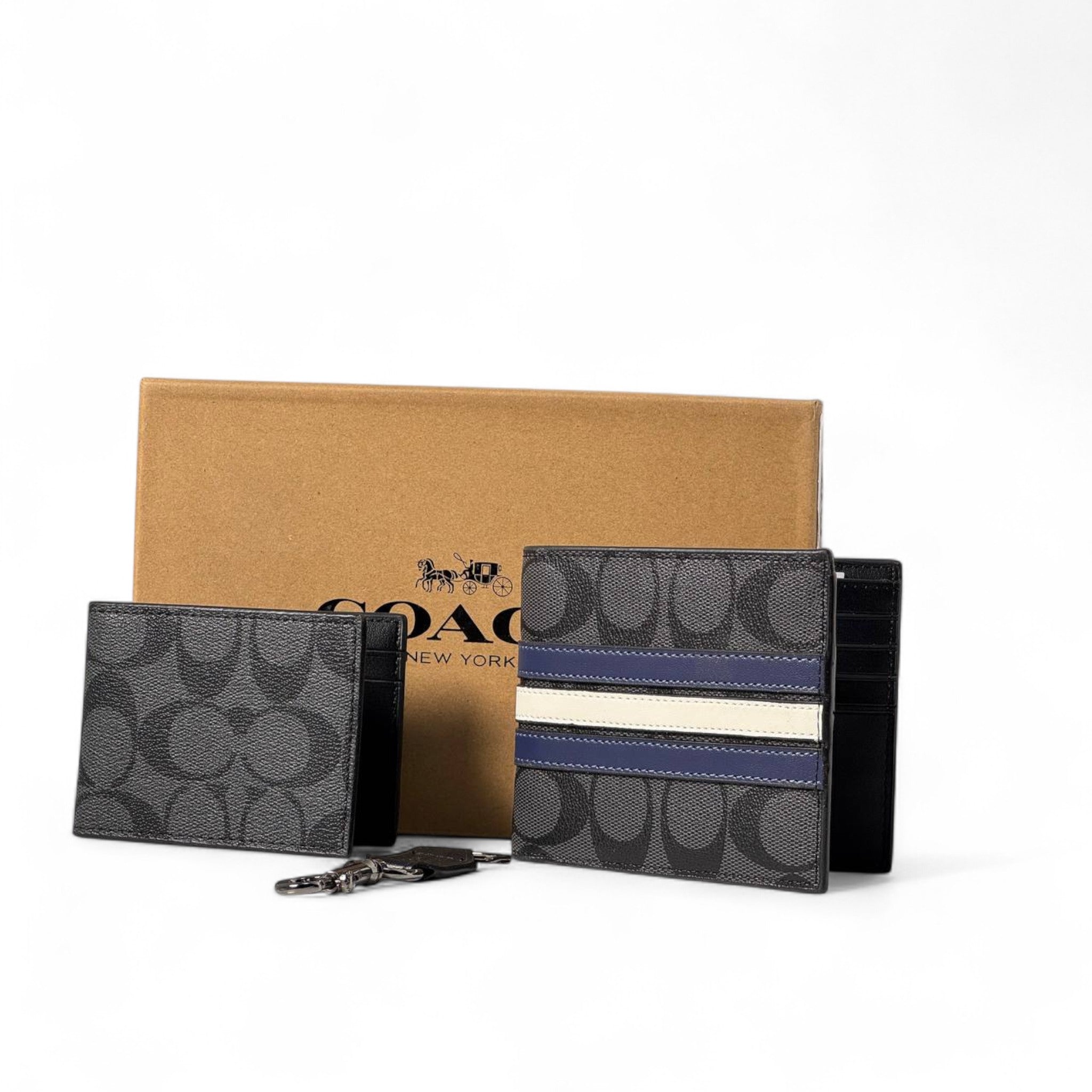 Coach 3-Piece Signature Gift Set β Wallet, Card Holder & Key Ring ππ€