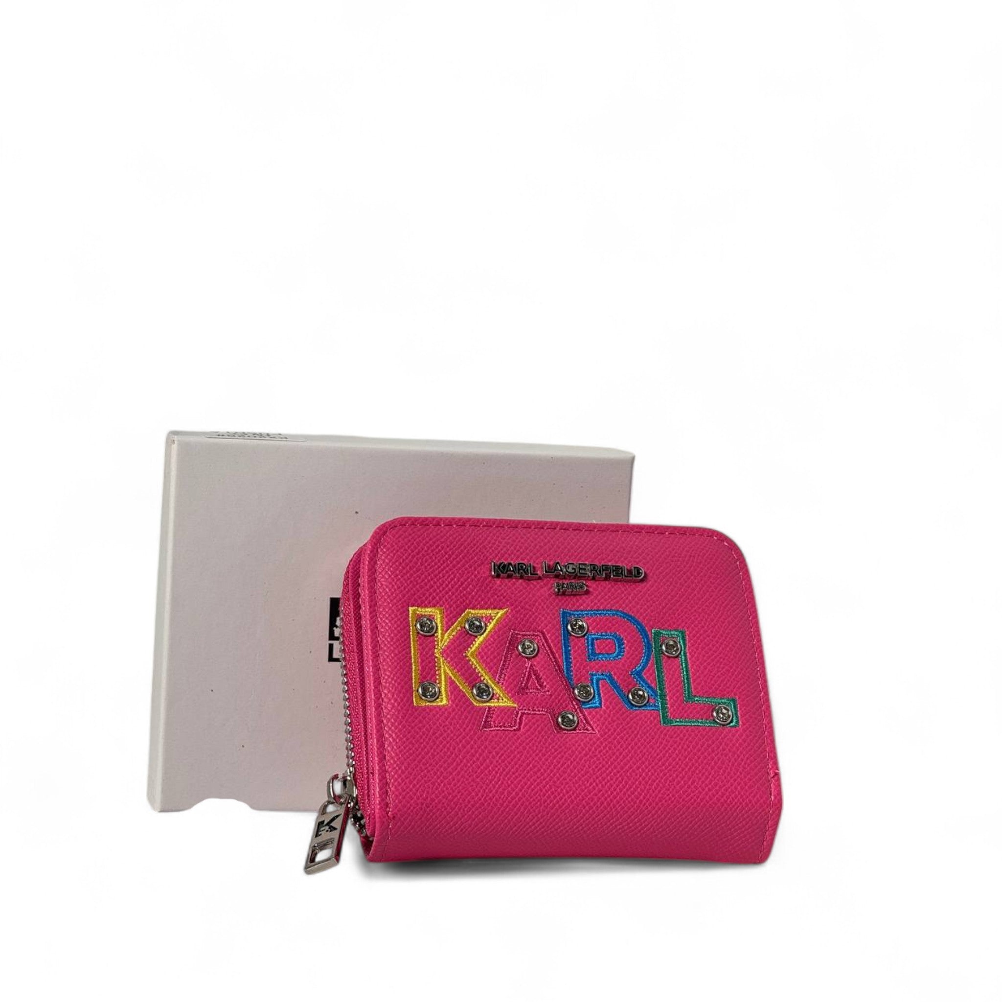KARL LAGERFELD Pink Mini Wallet โ Vibrant Designer Charm ๐๐