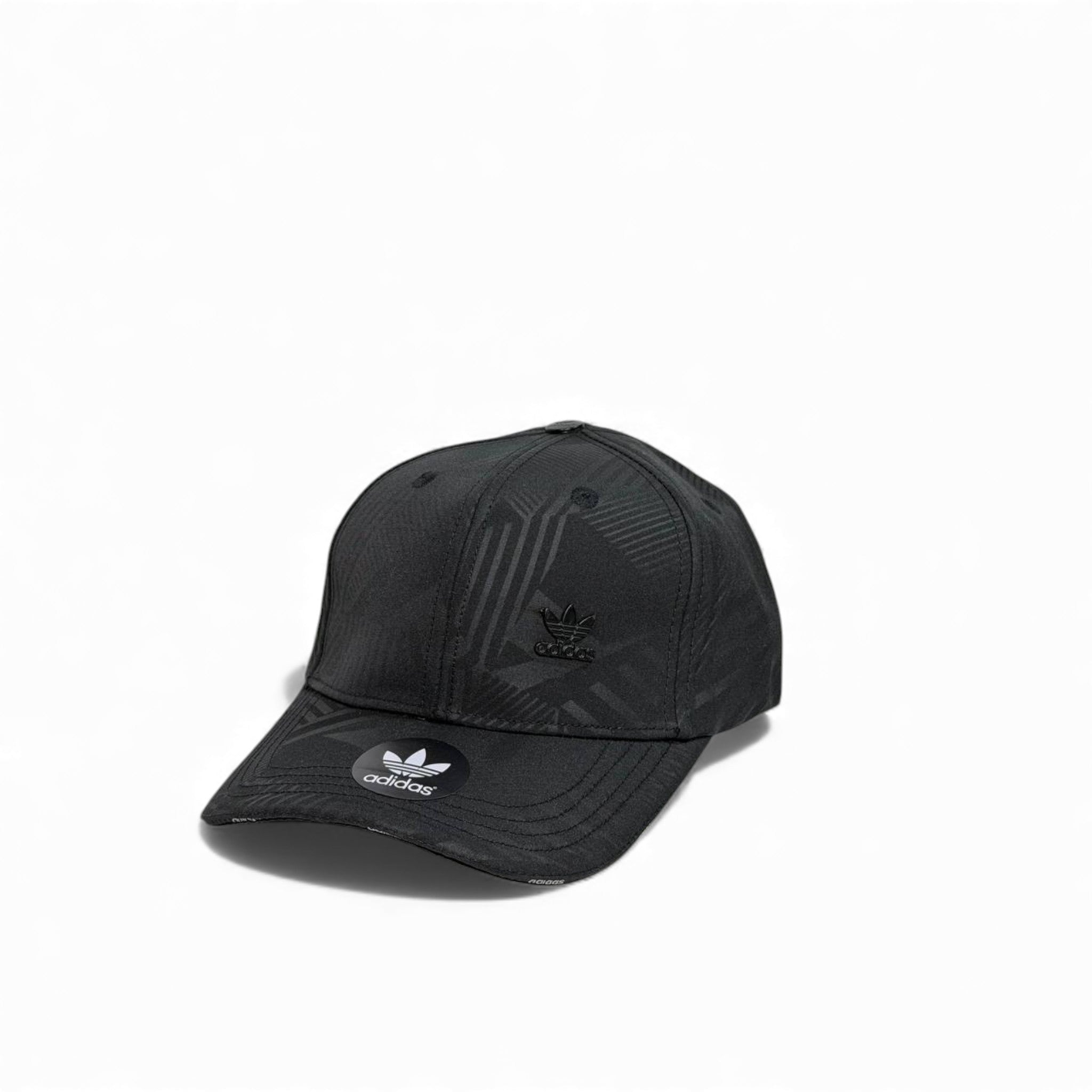 🧢 adidas Black Shadow Pattern Cap – Trefoil Minimal Edition