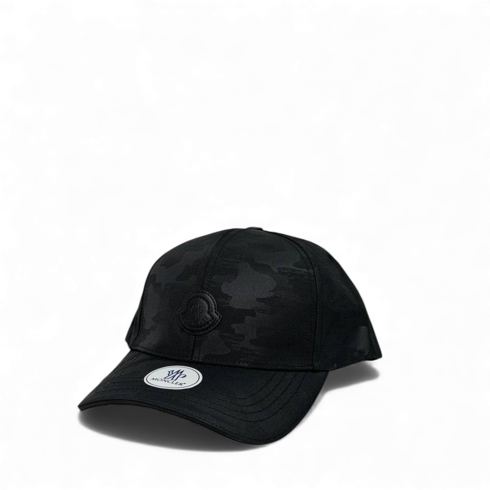 🧢 Moncler Black Camo Minimal Logo Cap – Luxury Shadow Edition
