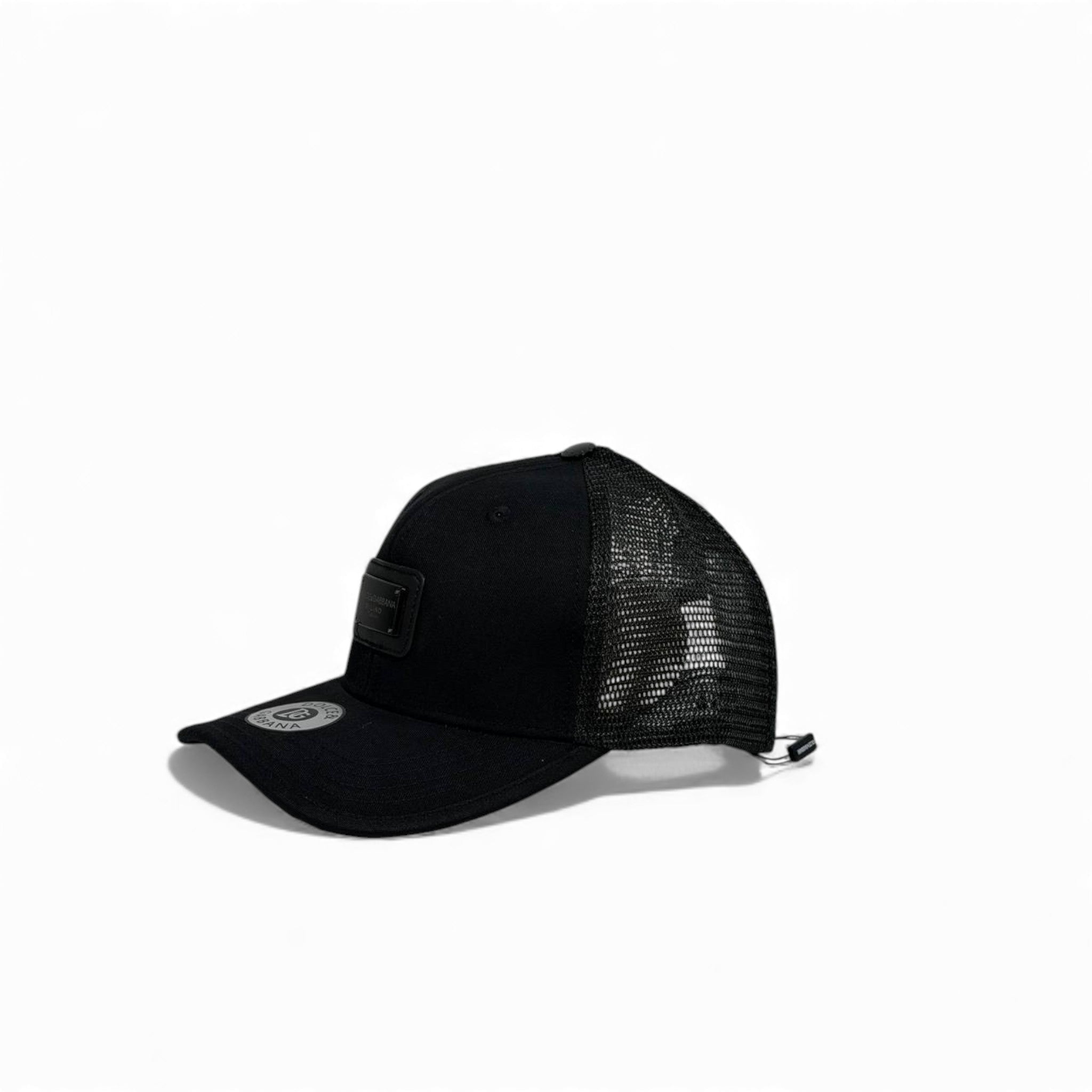 🧢 Dolce & Gabbana Black Milano Patch Cap – Luxury Mesh Edition