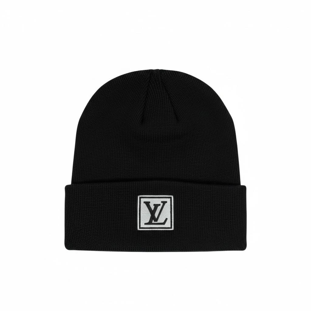 🧢 Louis Vuitton Black Signature Beanie – Premium Winter Essential