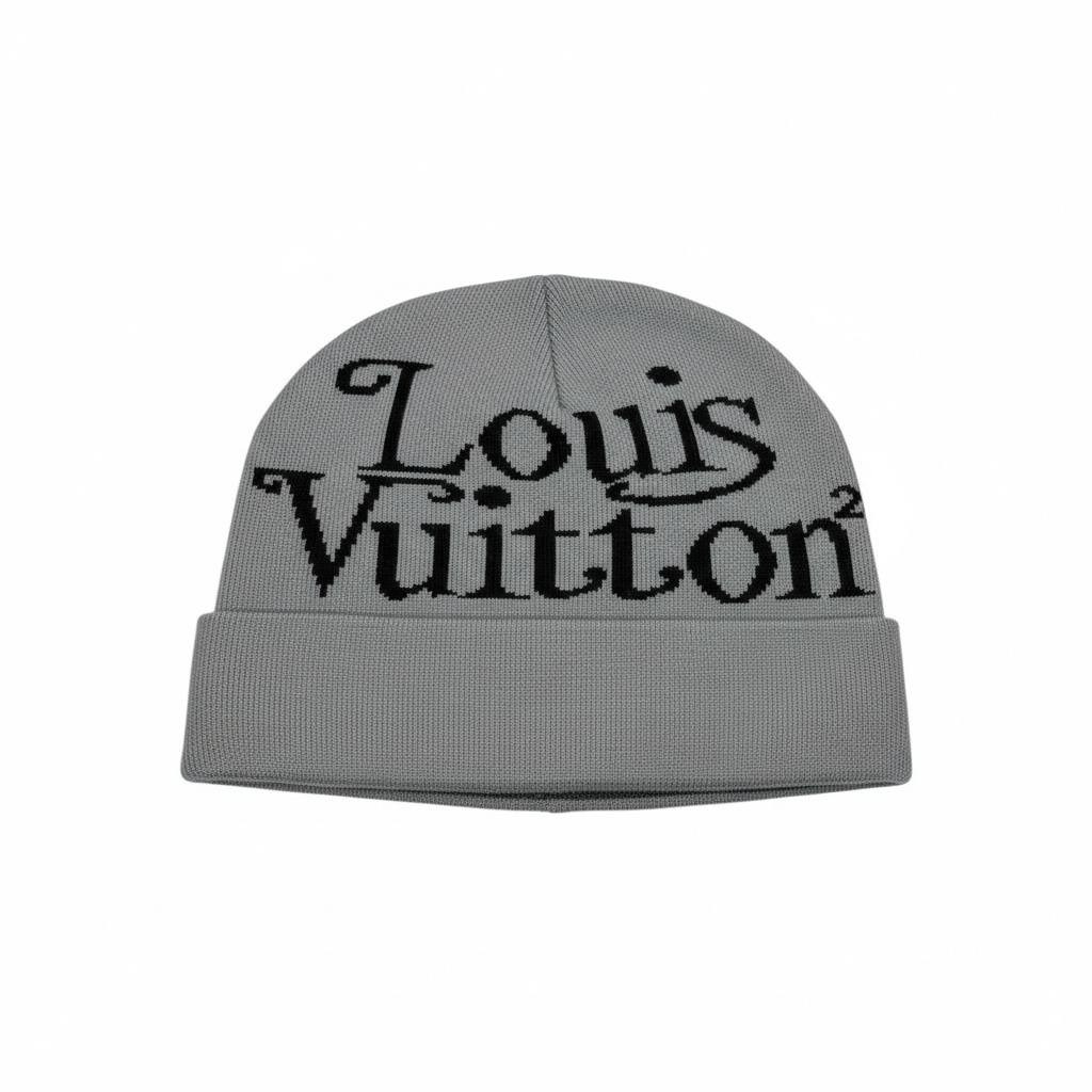 🧢 Louis Vuitton Grey Knit Beanie | Luxury Winter Essential ❄️🖤