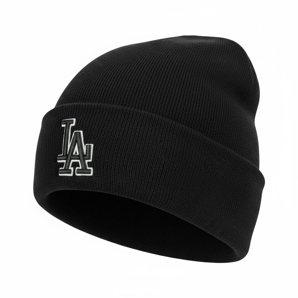 LA Black Embroidered Beanie 🖤❄️ | Minimal Streetwear | Premium Winter Knit Hat