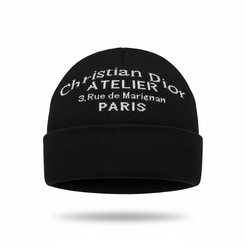 Christian Dior Atelier Black Beanie 🖤✨ | Luxury Paris Knit Hat | Premium Winter Accessory