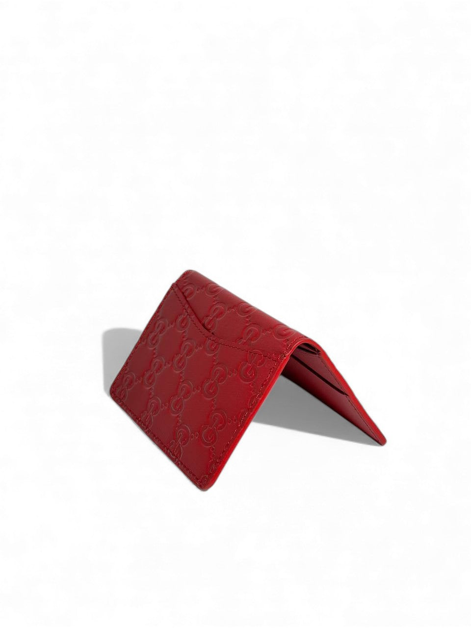 Gucci Red Embossed Leather Card Holder ❤️✨ | Luxury Slim Wallet | Unisex Elegant Design