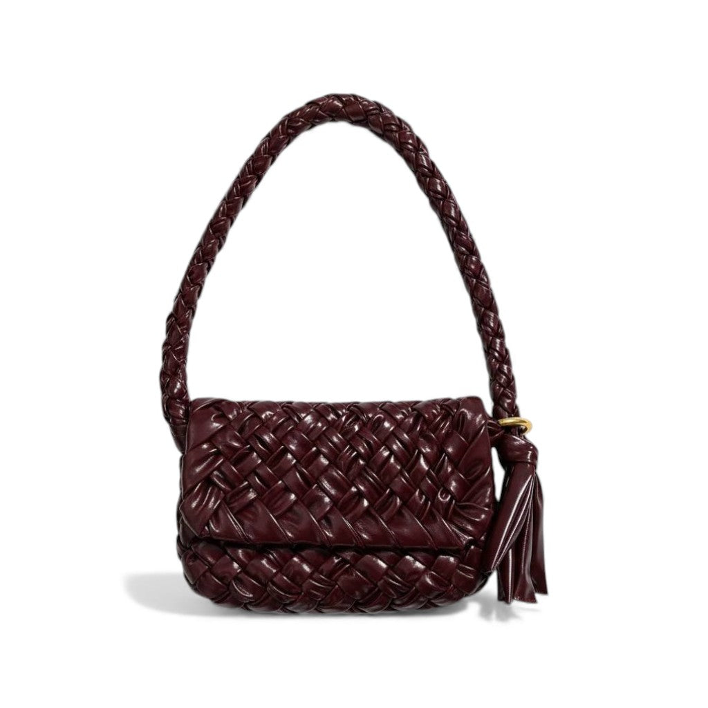 🔥 Bottega Veneta Handmade Woven Shoulder Bag – Burgundy Artisan Edition 🔥