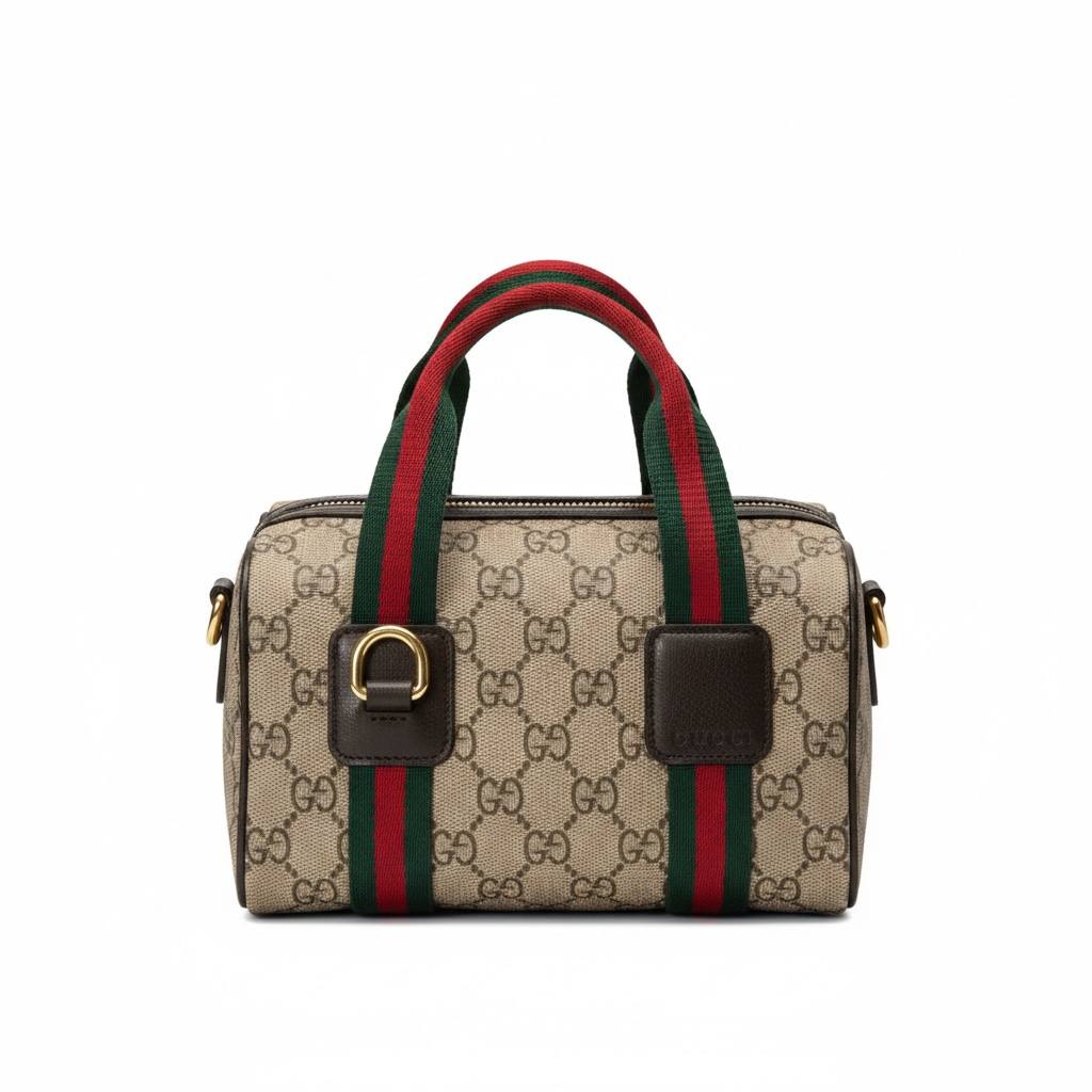 🔥 Gucci Monogram Boston Bag – GG Supreme Web Stripe Edition 🔥
