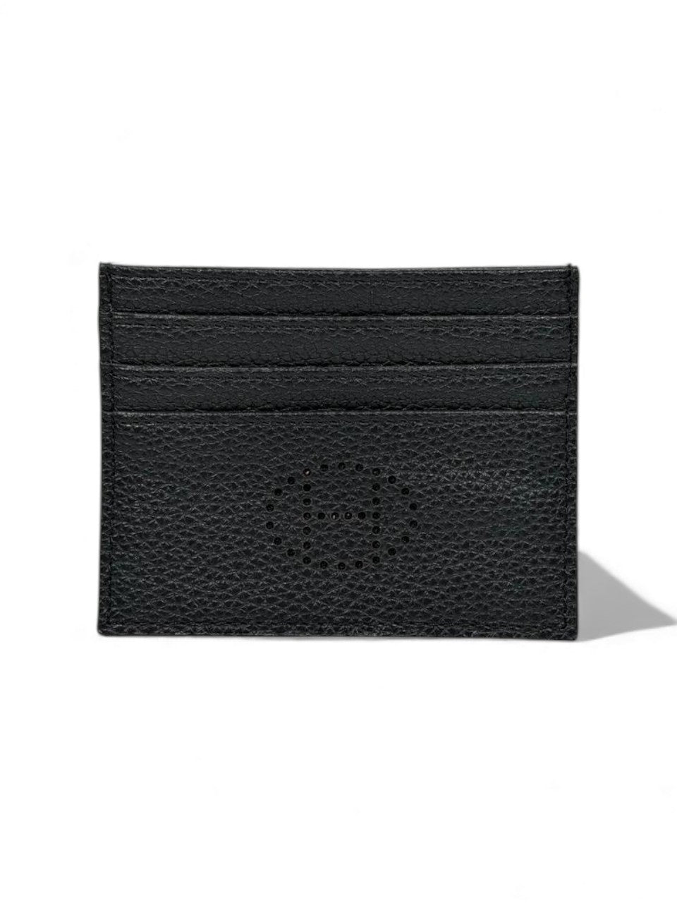 🔥 Hermès-Inspired Black Leather Card Holder – Perforated H Edition 🔥