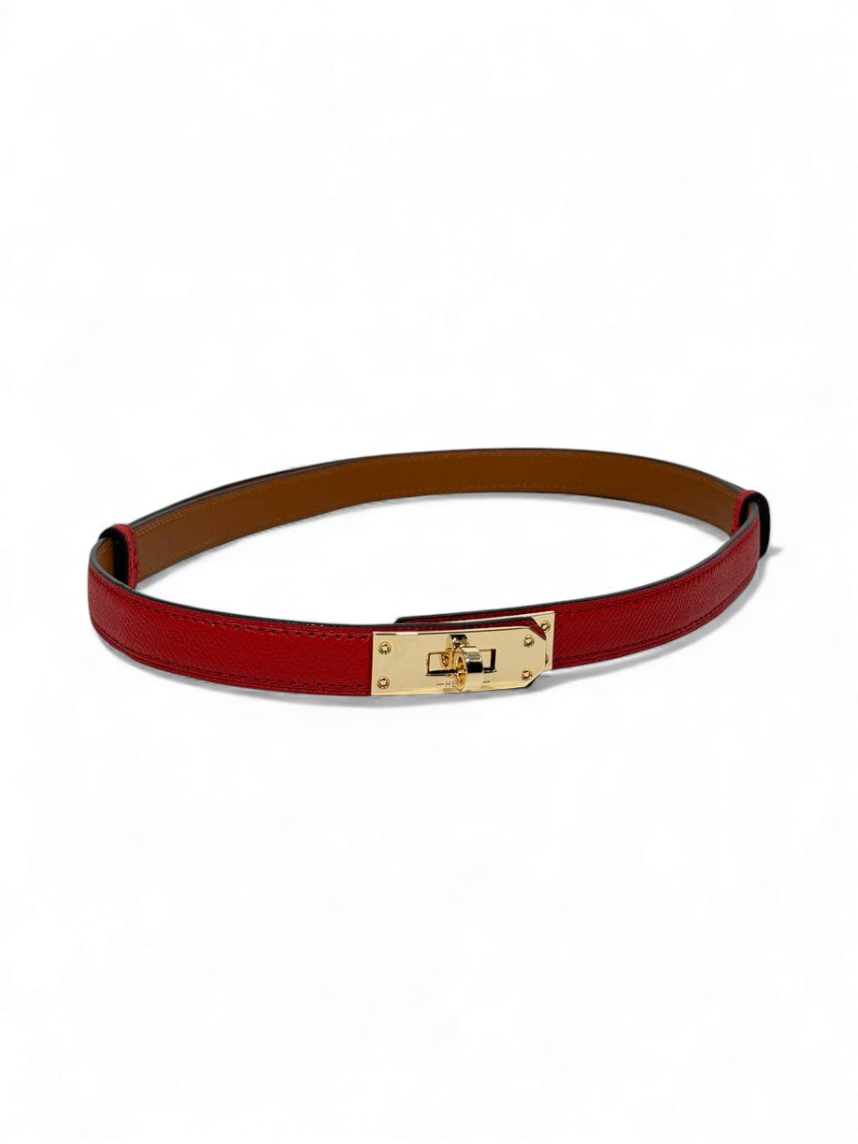 ✨ Hermès Kelly-Inspired Slim Leather Belt – Red (110cm) ✨
