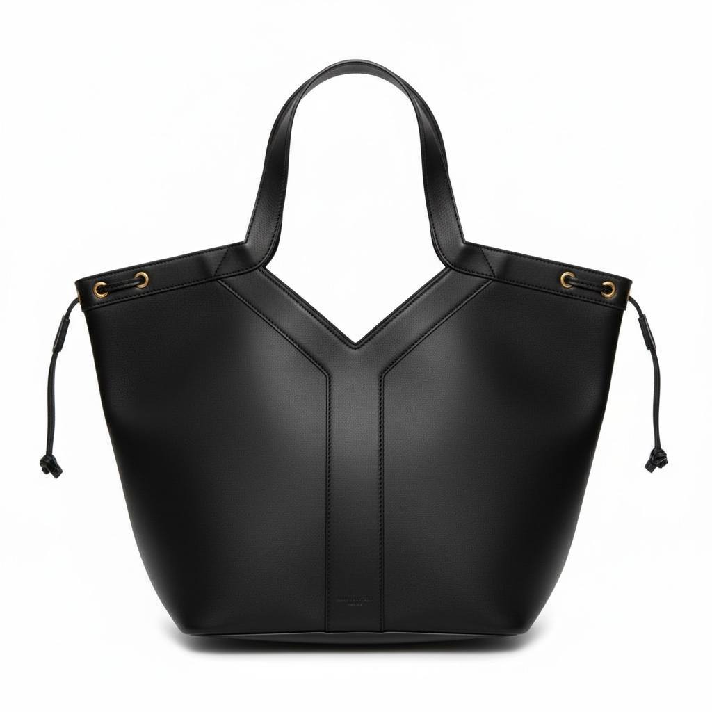 🖤 Saint Laurent Inspired V-Cut Structured Tote – Black Luxury Edition 🖤