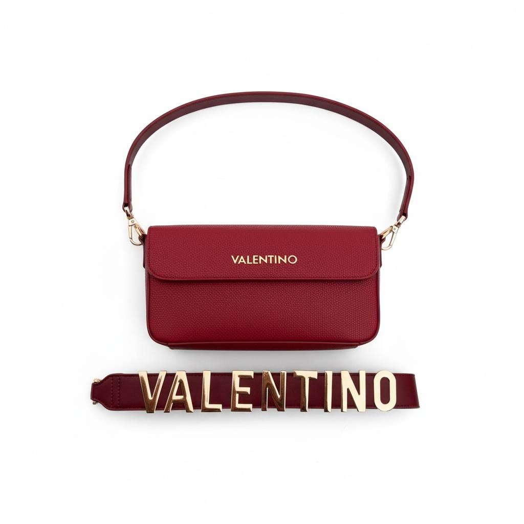 β€οΈ Valentino Inspired Shoulder Bag β Red Edition with Bold Logo Strap β€οΈ