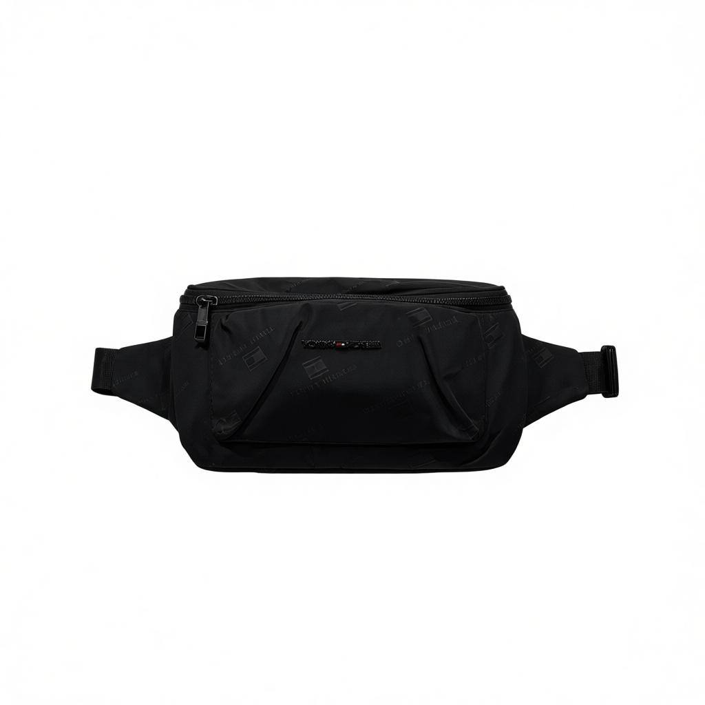 Tommy Hilfiger Black Waist Bag 🎒🖤 | Signature TH Monogram Crossbody