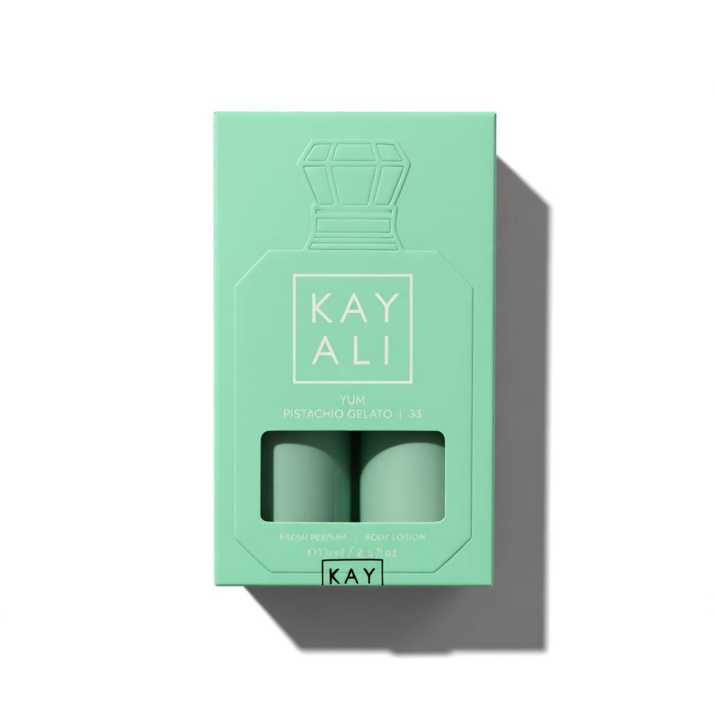 Kayali Yum Pistachio Gelato 33 Gift Set 💚✨ | Fresh Perfume & Body Lotion Duo