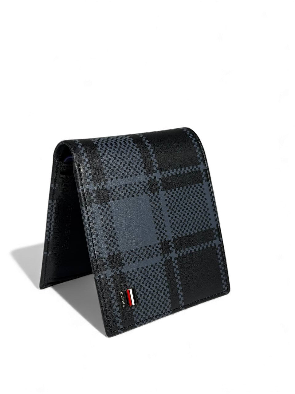 Tommy Hilfiger Black Checkered Leather Wallet 🖤🔳 | Premium Designer Edition