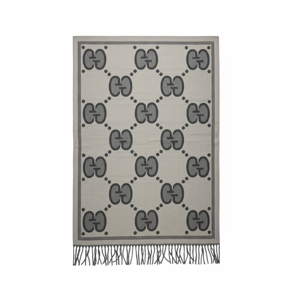 🧣 Gucci Reversible GG Monogram Scarf – Black & Grey