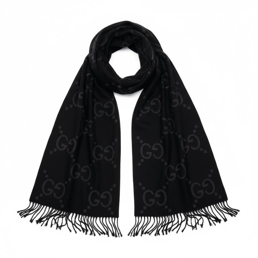 ✨ Gucci GG Monogram Black Scarf – Luxury Winter Essential 🖤🧣✨