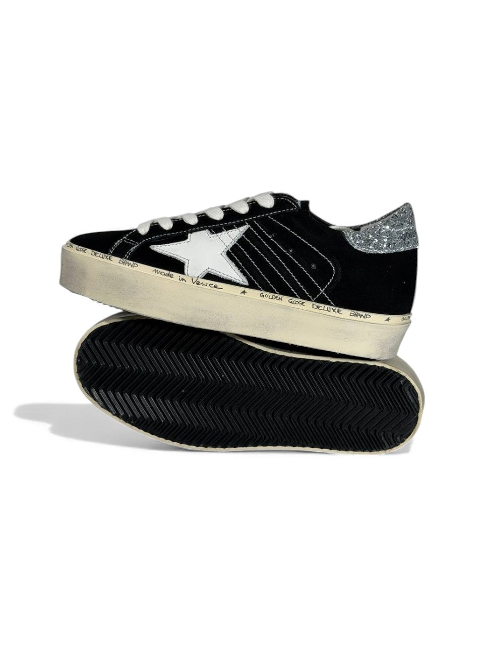 ✨ Golden Goose Black Suede Sneakers – White Star & Silver Heel Edition ⭐⚡