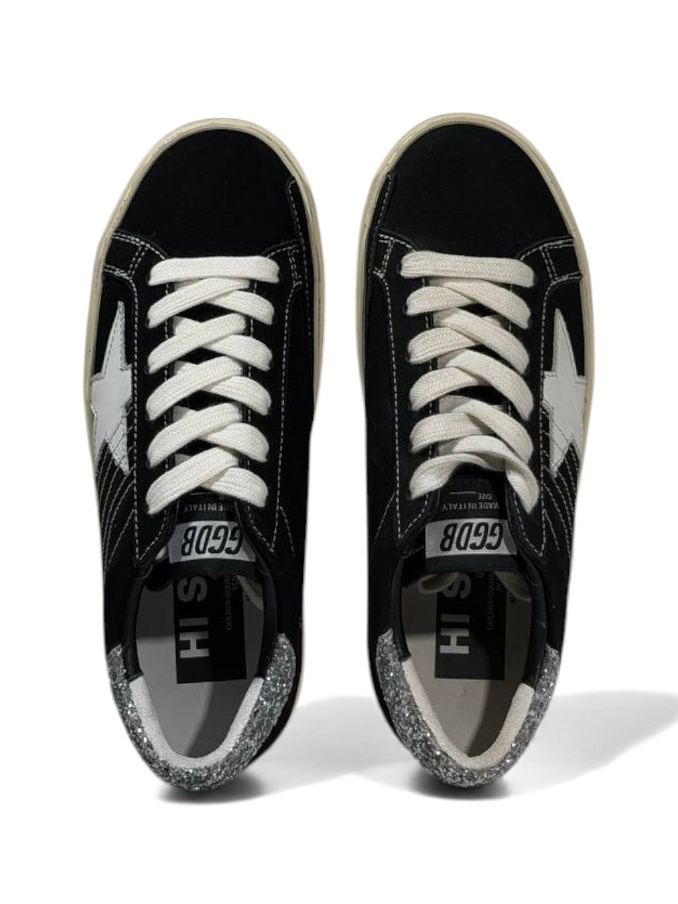✨ Golden Goose Black Suede Sneakers – White Star & Silver Heel Edition ⭐⚡