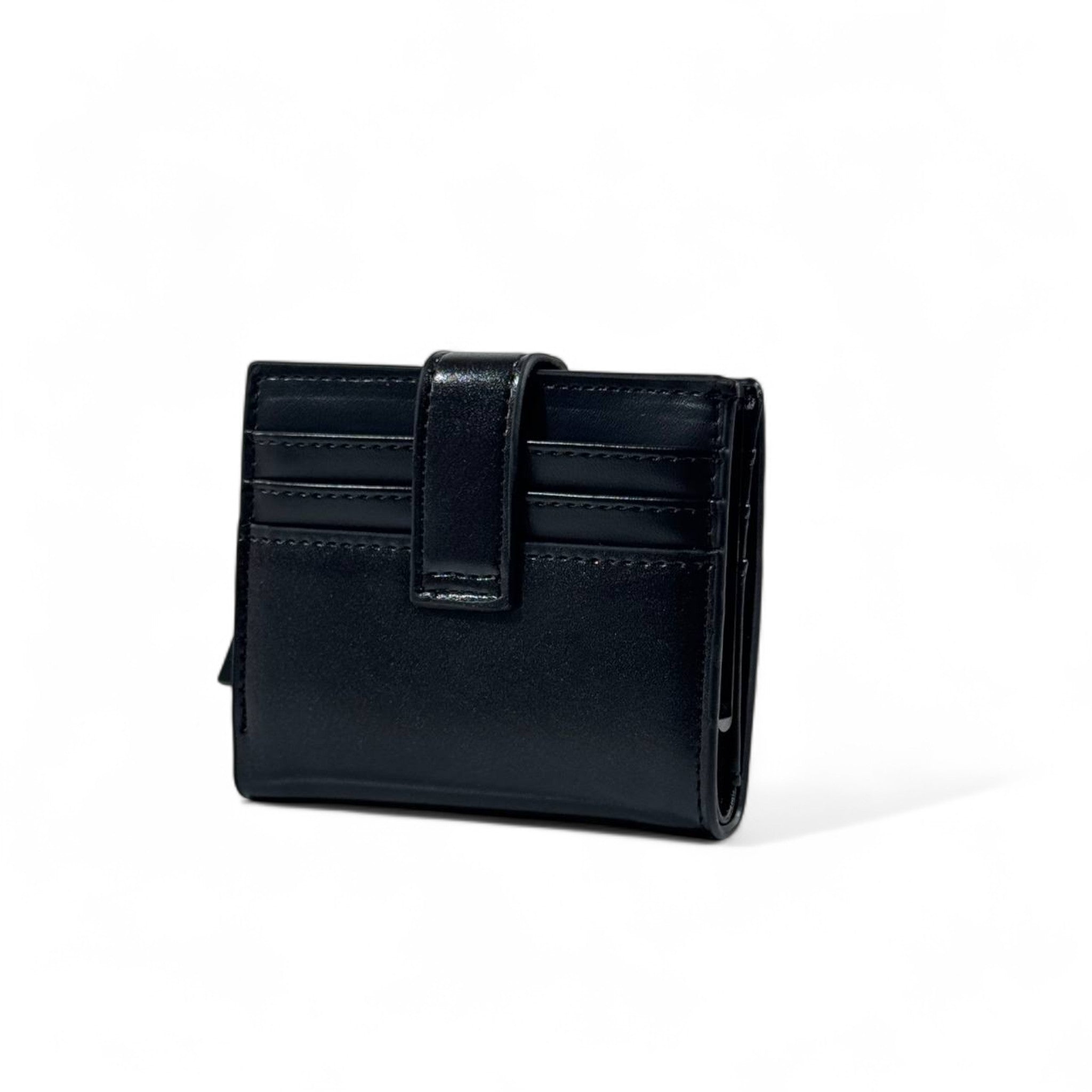 đ¤ Lacoste Black Leather Wallet â Strap Closure with Crocodile Logo