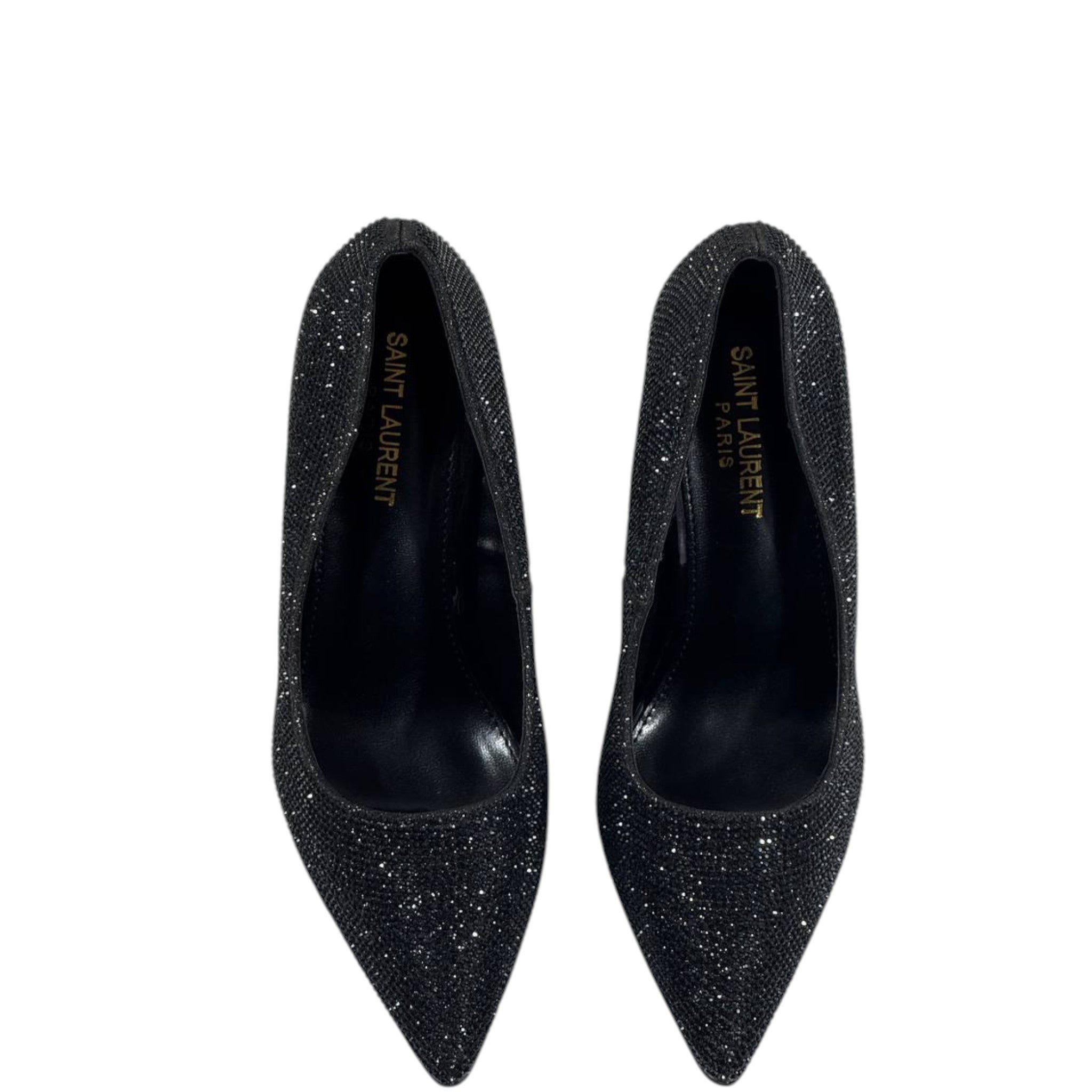 ✨ Saint Laurent YSL Opyum Pumps – Black Crystal with Logo Heel 👠💎