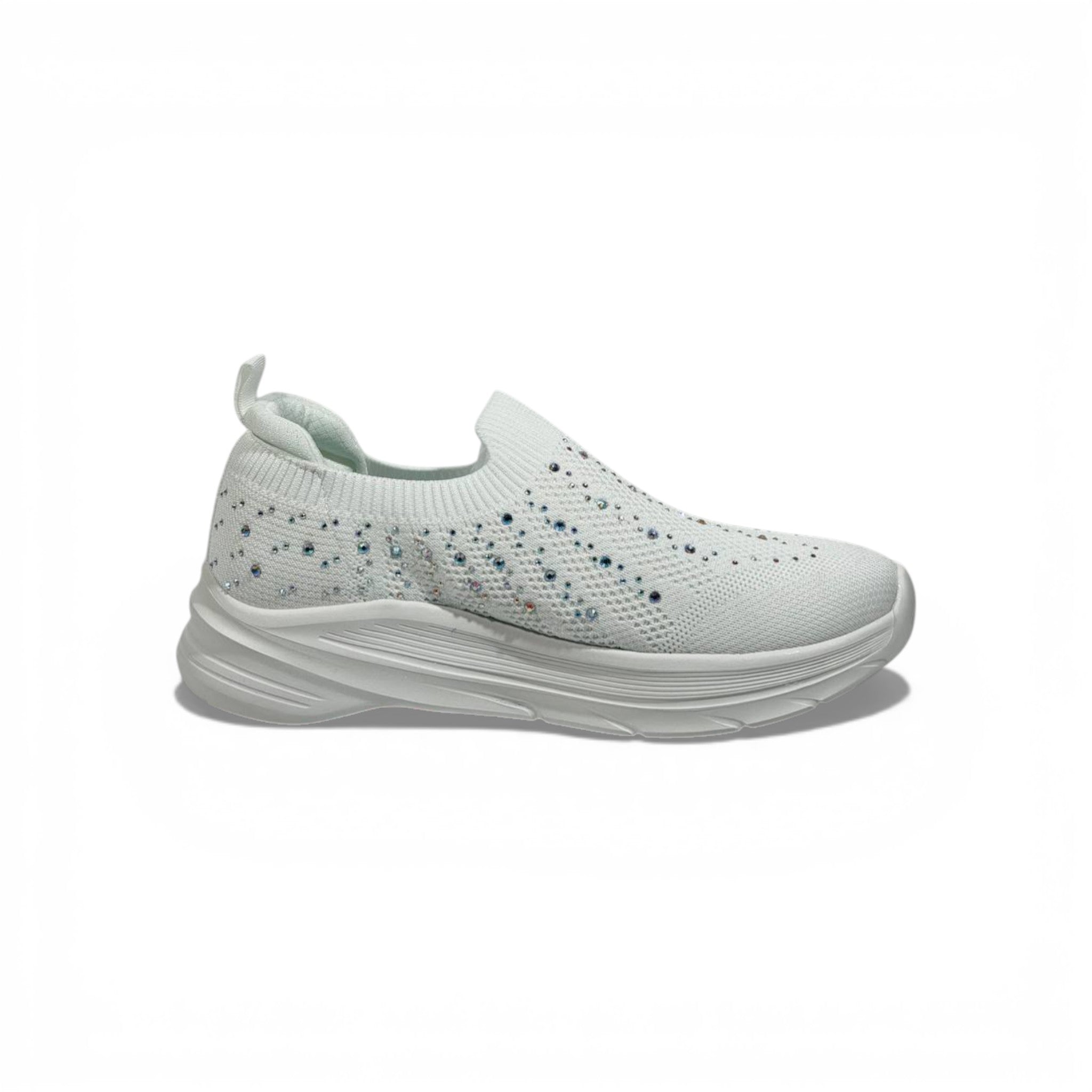 Skechers Crystal Knit Slip-On Sneakers – White Comfort Walking Shoes ✨👟 | Lightweight Breathable Trainers