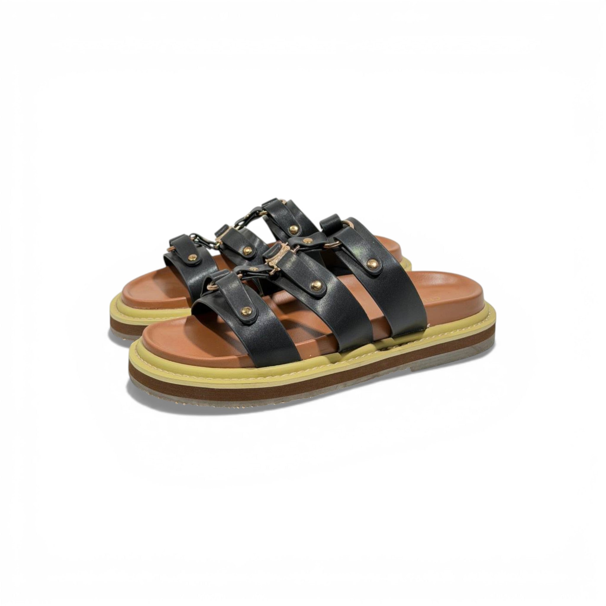 Celine Multi-Strap Leather Sandals β Black Luxury Designer Slides π€β¨ | Premium Summer Comfort Sandals