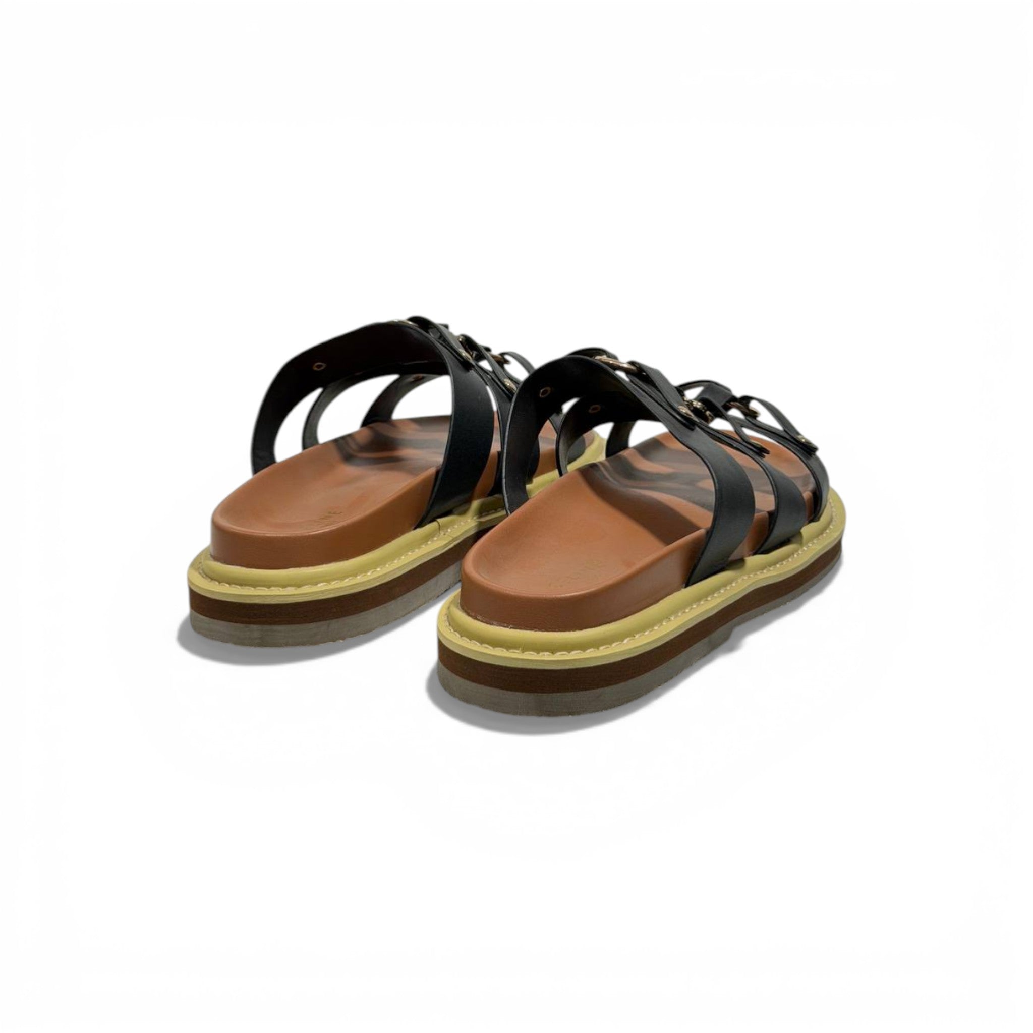 Celine Multi-Strap Leather Sandals – Black Luxury Designer Slides 🖤✨ | Premium Summer Comfort Sandals