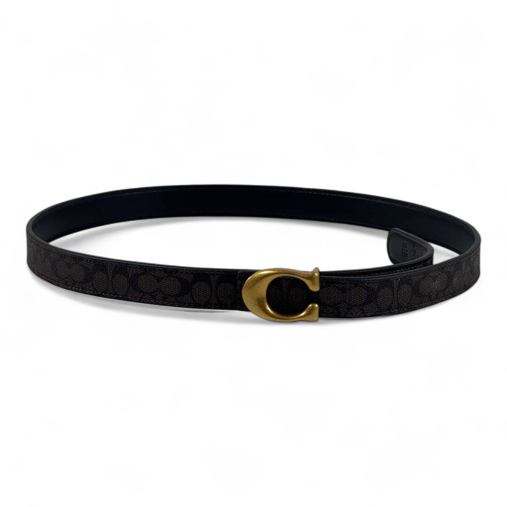🖤✨ Coach Signature Canvas Belt with Gold “C” Buckle – 110cm 👑💎