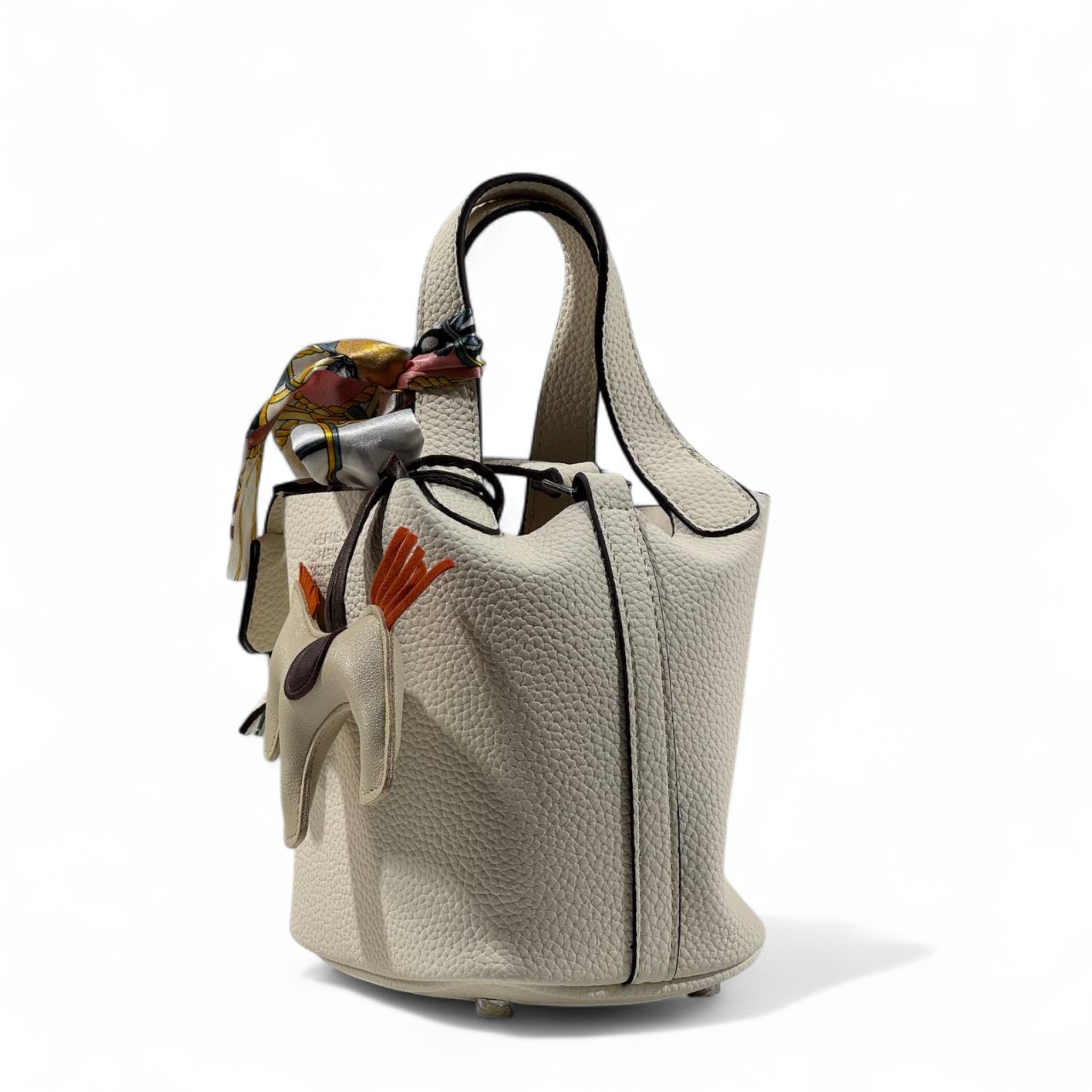 đ¤đ´ Hermès Style Beige Mini Handbag with Scarf, Horse Charm & Strap â¨
