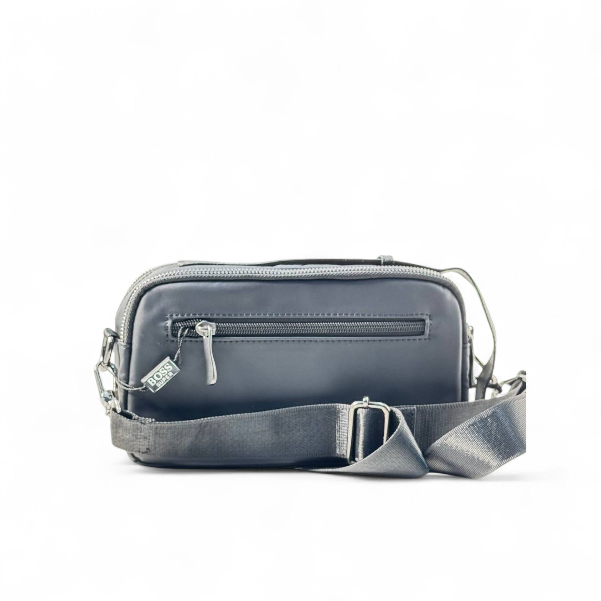 BOSS Graphic Logo Black Crossbody Bag β Bold & Compact Streetwear