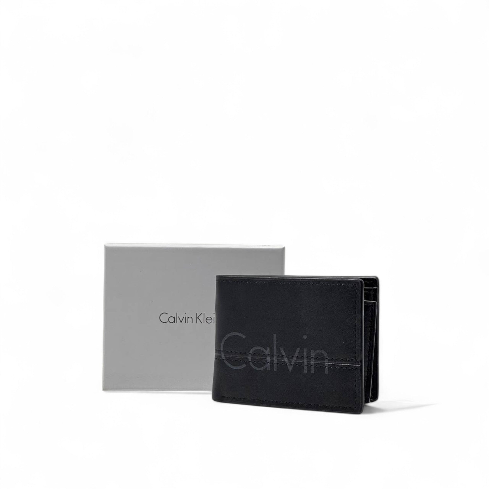 š¤ Calvin Klein Black Leather Wallet ā Slim Bifold + Gift Box š