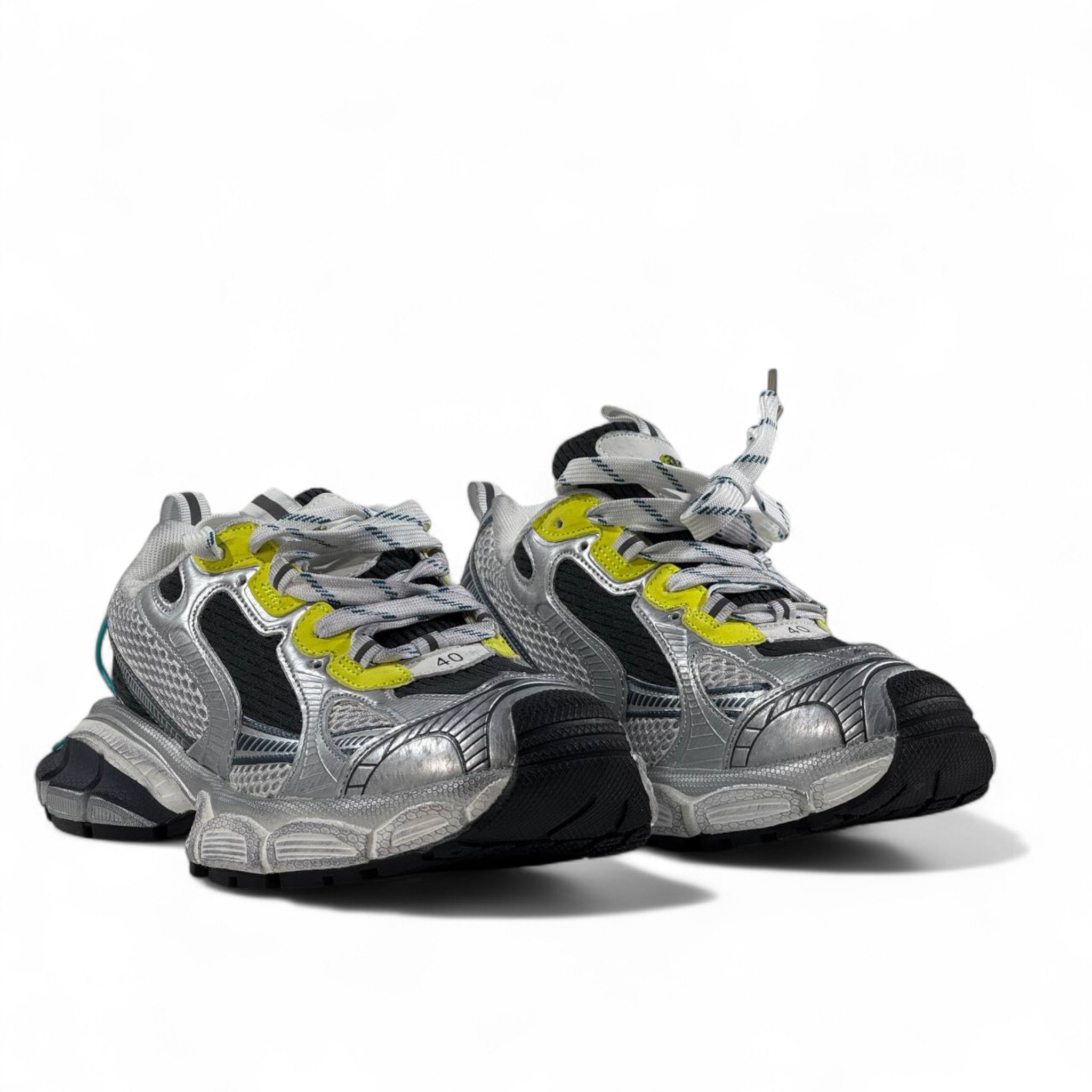 Balenciaga 3XL Sneakers β Silver & Neon Power Run β‘π
