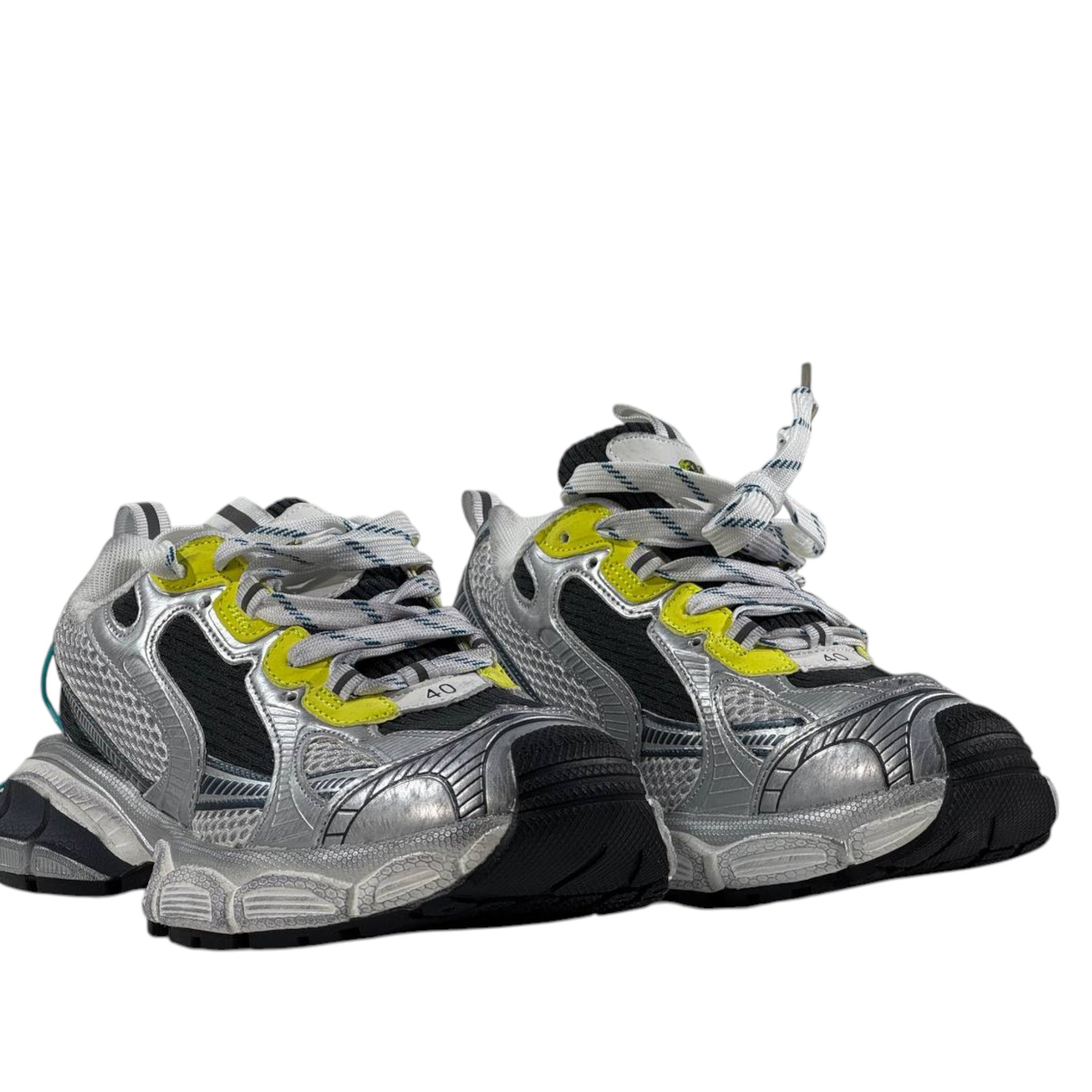 🔥 Balenciaga 3XL Sneakers – Silver/Black with Neon Yellow Accents 👟⚡