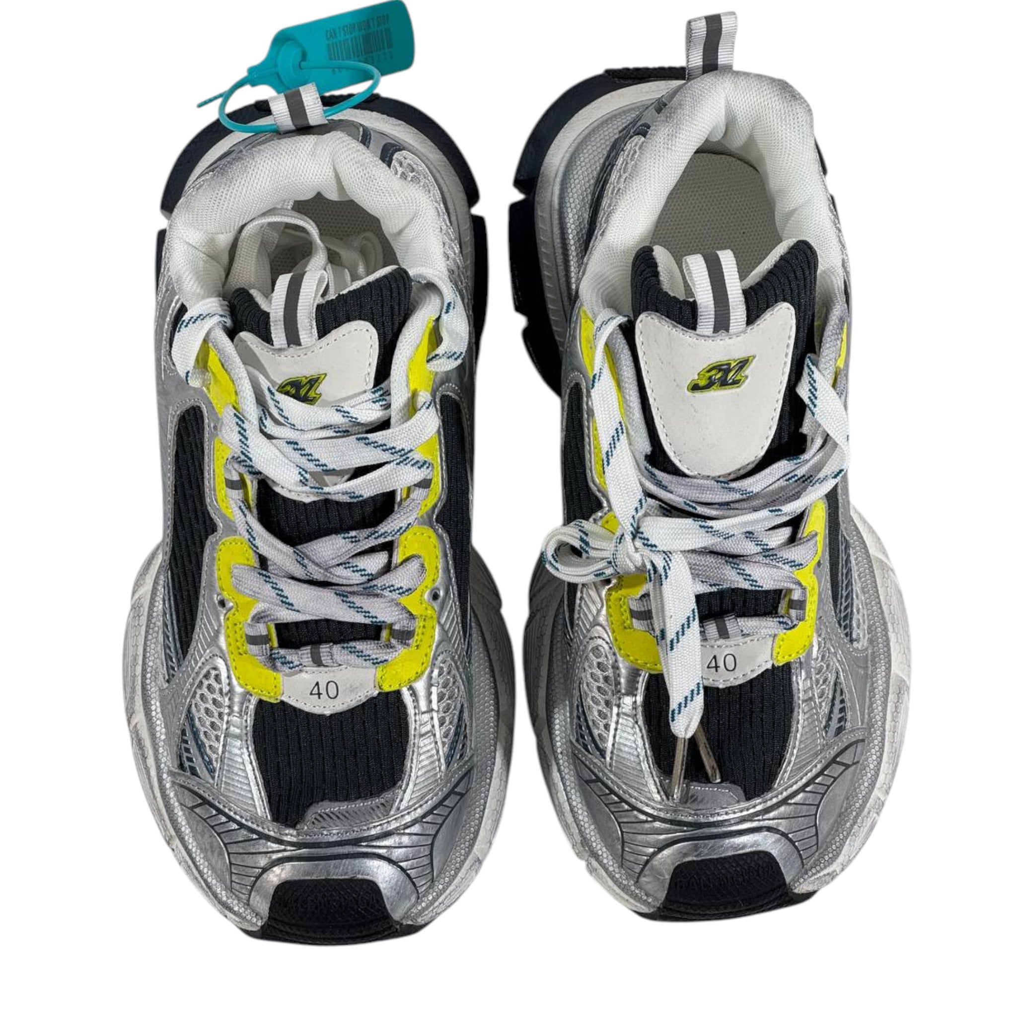 🔥 Balenciaga 3XL Sneakers – Silver/Black with Neon Yellow Accents 👟⚡