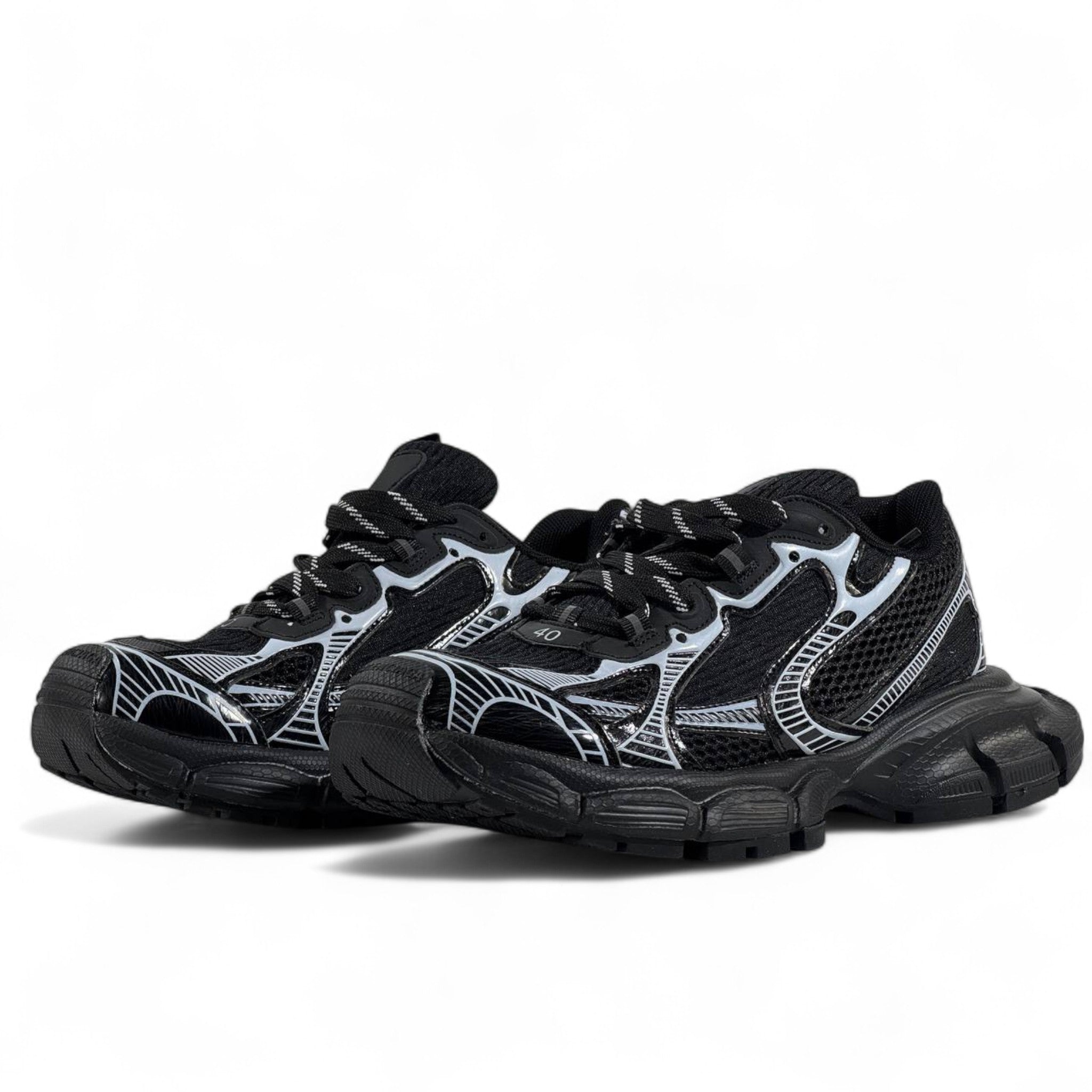 π₯ Balenciaga 3XL Sneakers β Black Reflective Mesh Chunky Trainers π