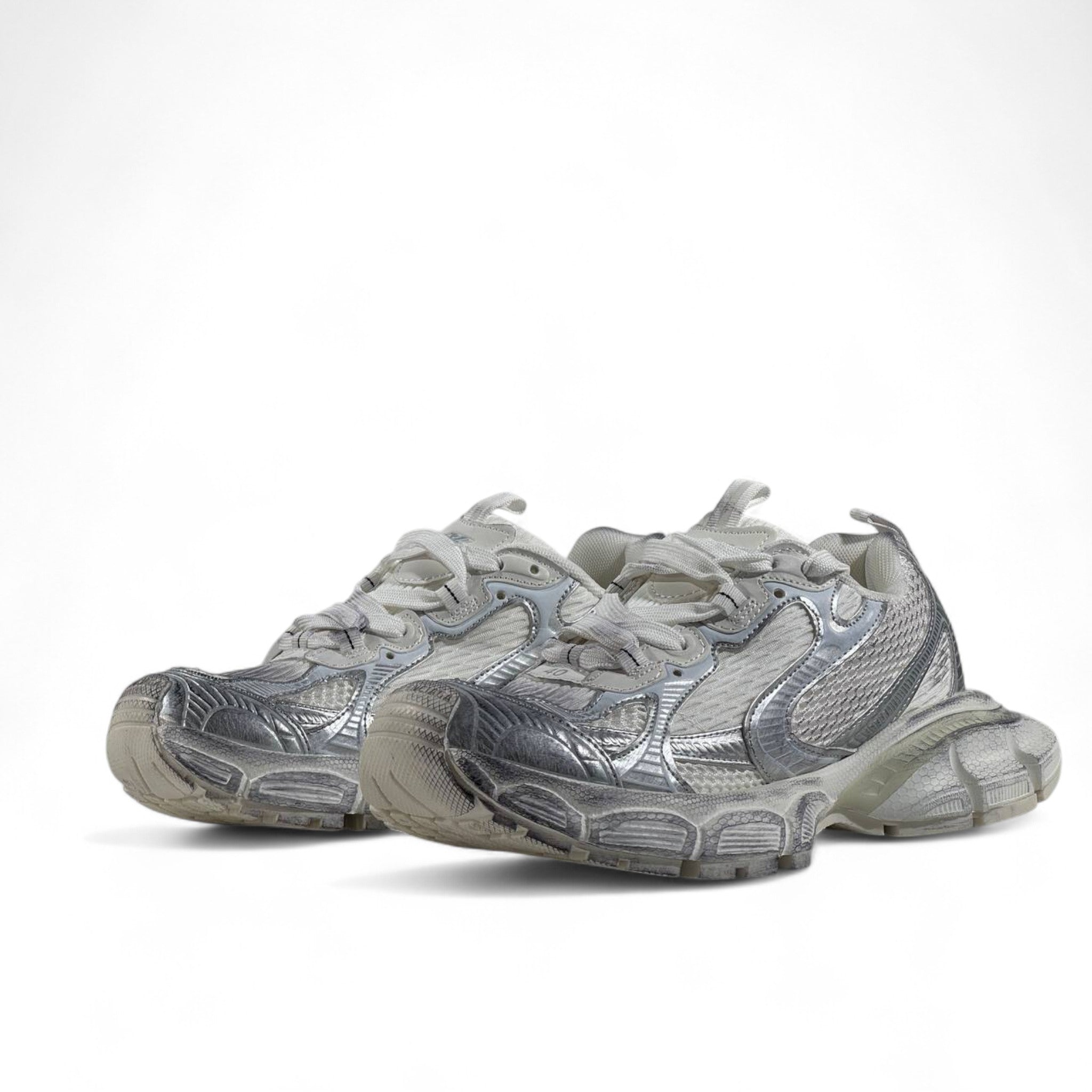 π₯ Balenciaga 3XL Sneakers β White Silver Mesh Chunky Trainers πβ‘