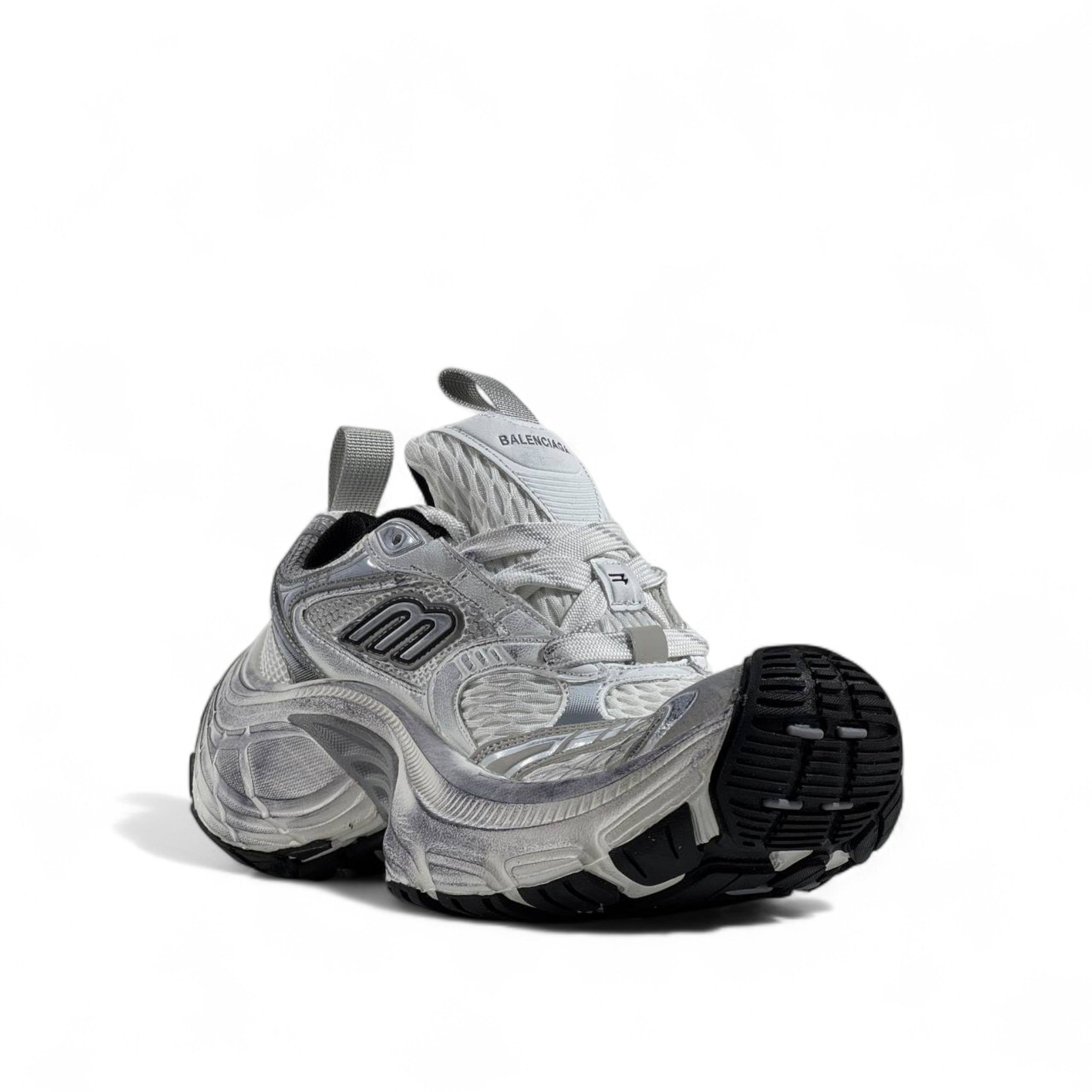 🔥 Balenciaga 10XL Sneakers – White Silver Oversized Chunky Trainers 👟⚡